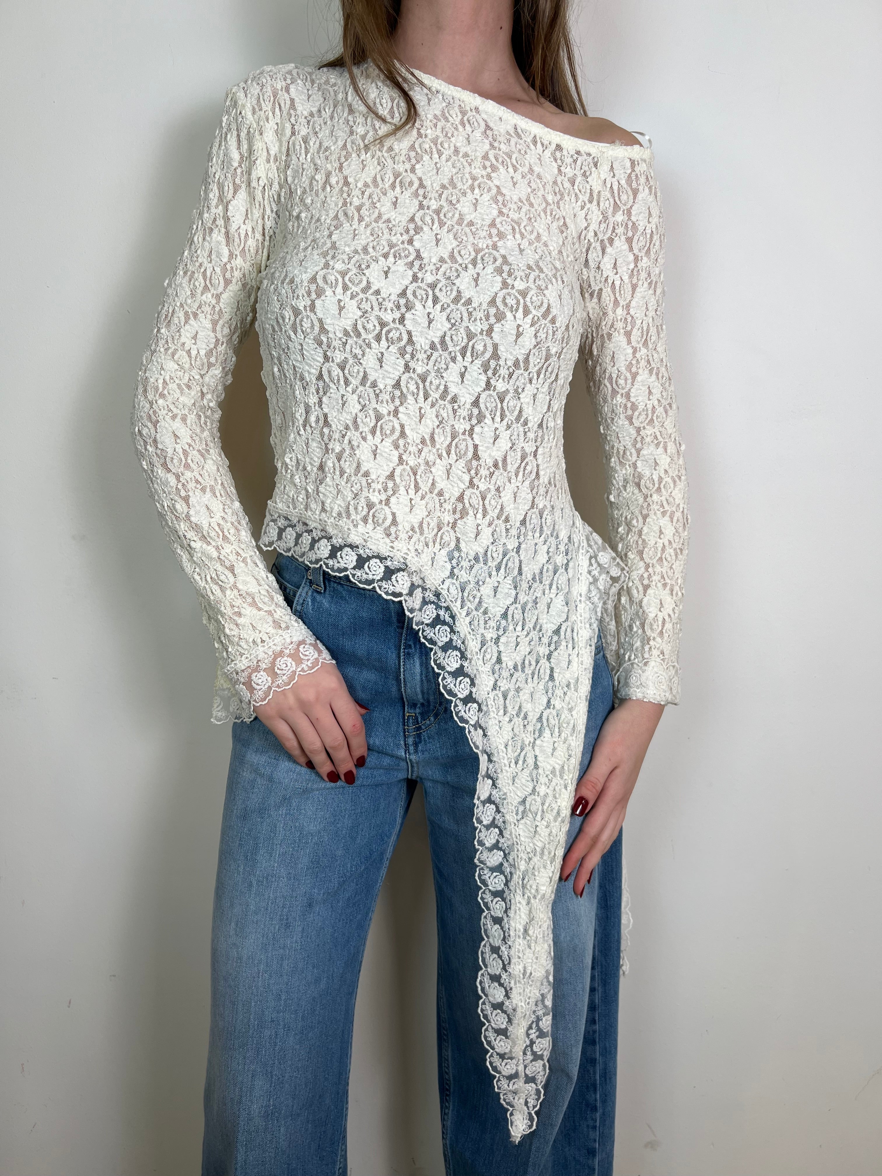 Blusa pizzo asimmetrica punte - Haveone