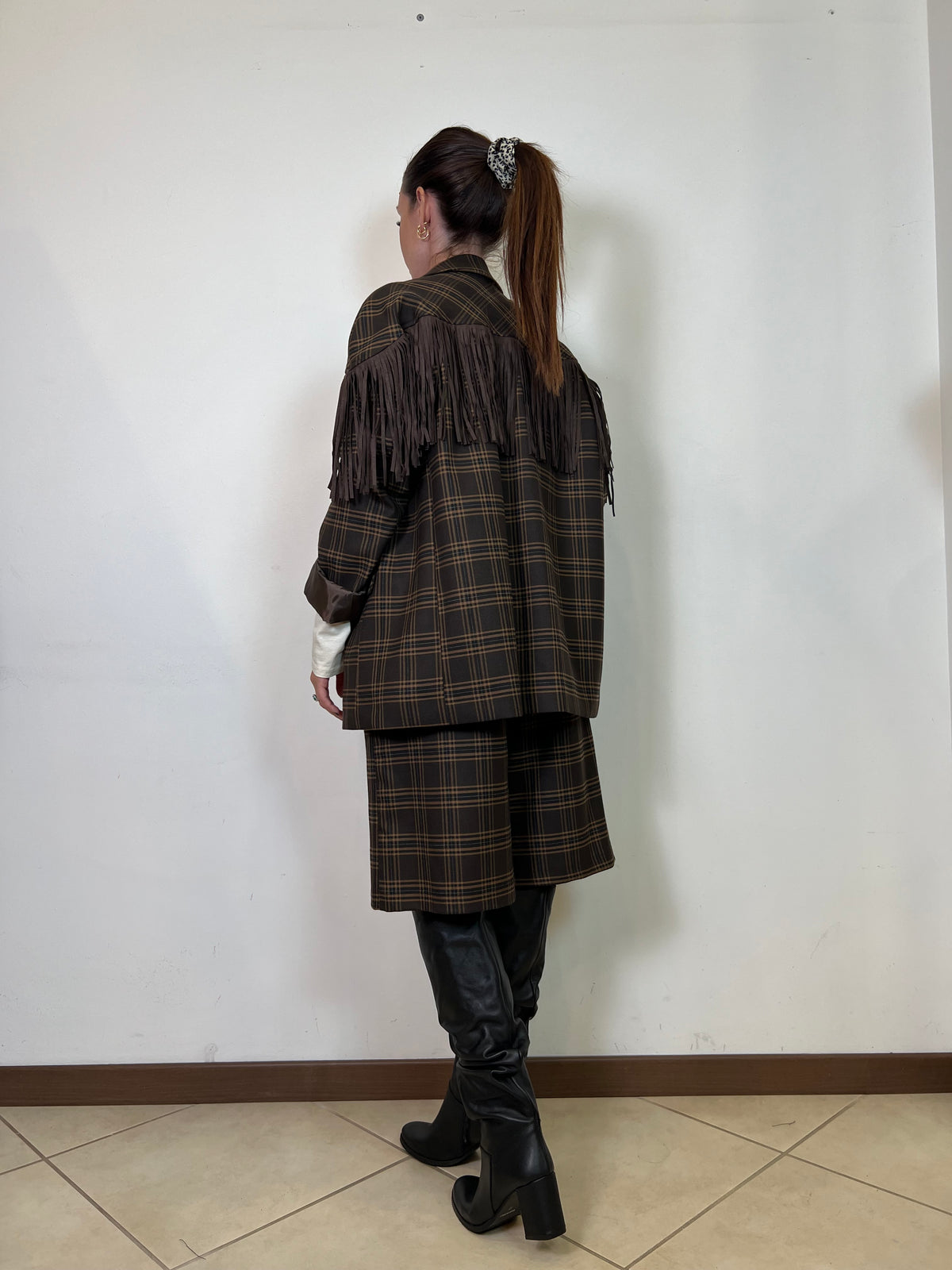 Giacca check e frange - Haveone