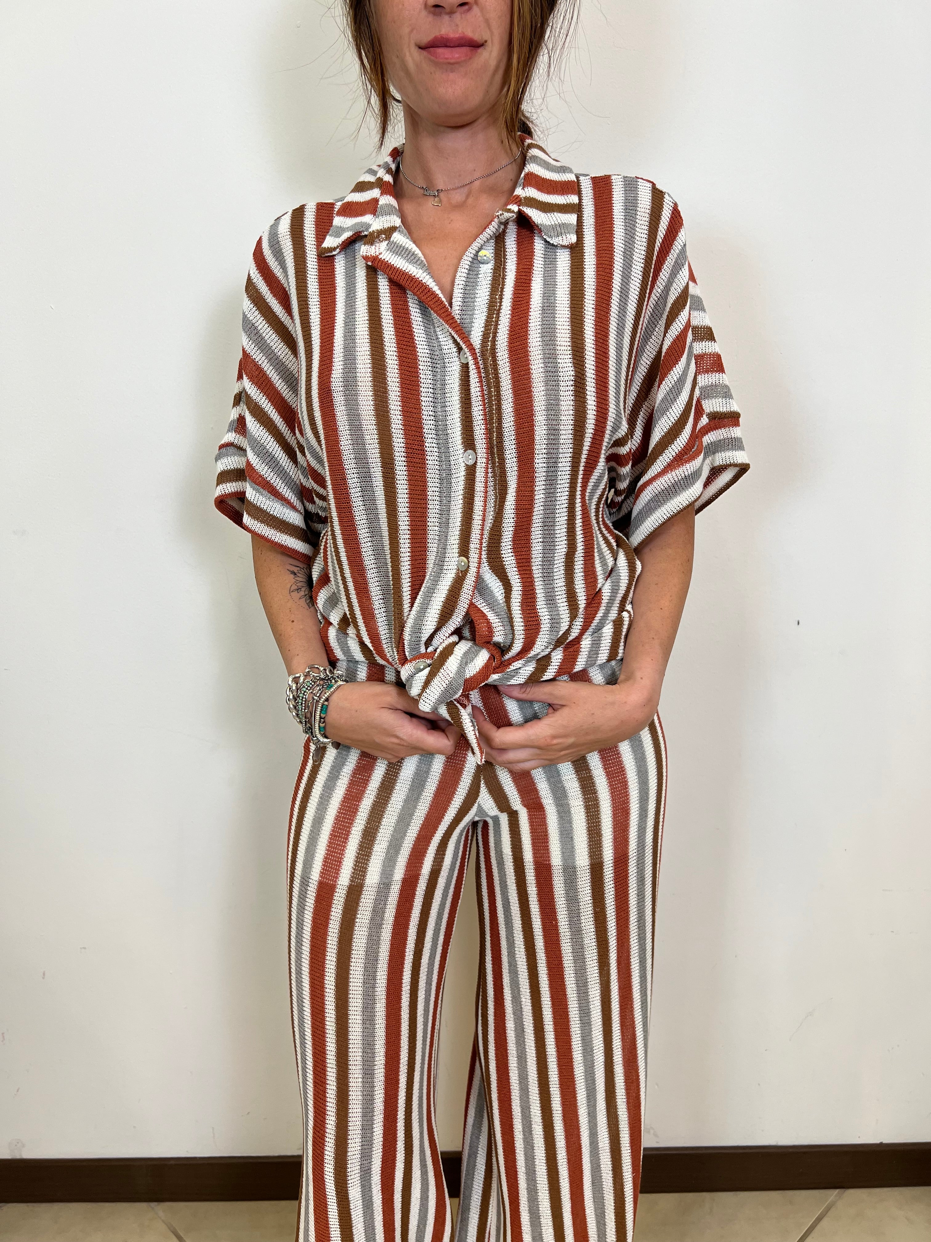 Camicia mezza manica righe verticali - Haveone