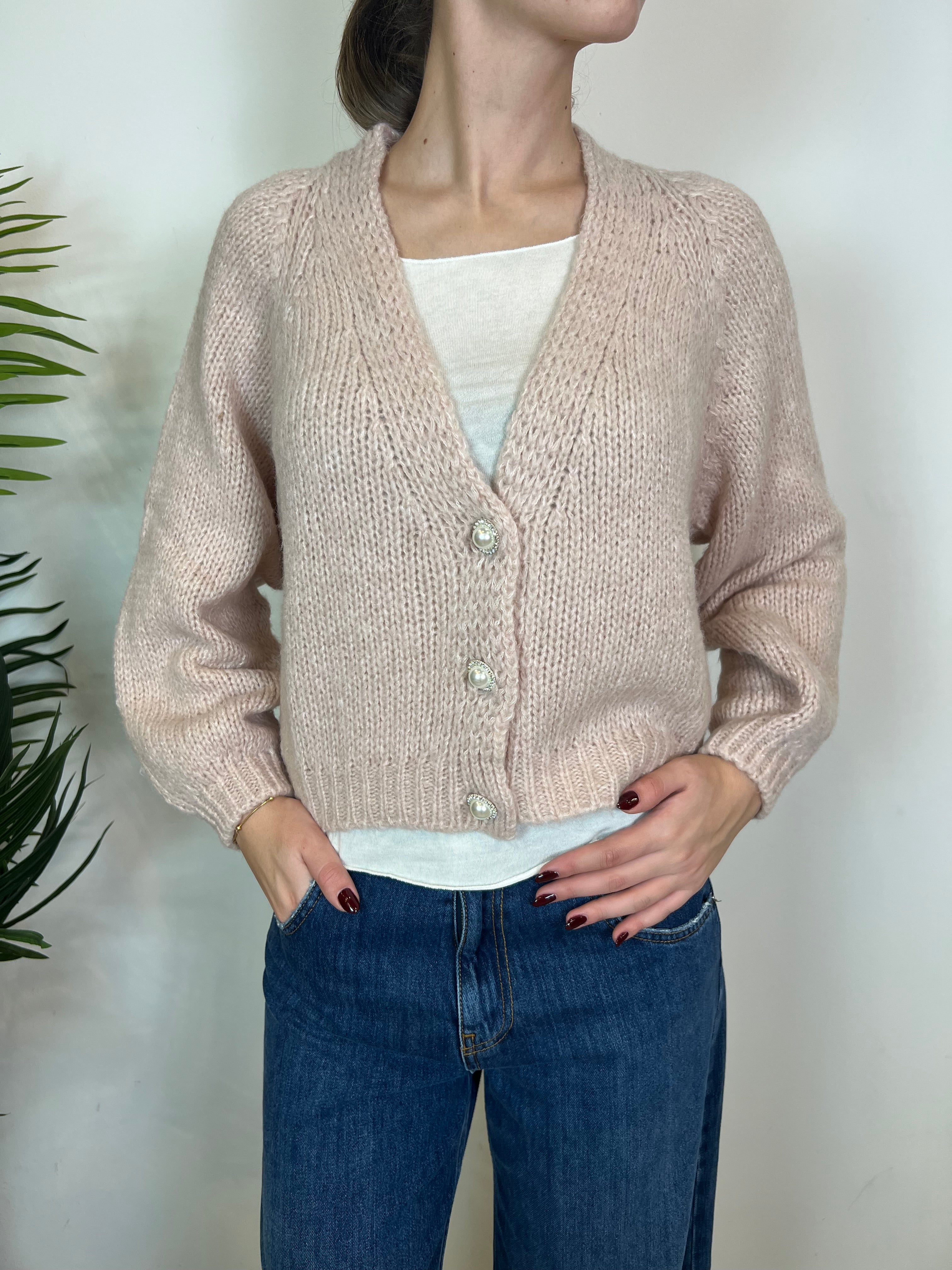 Cardigan bottone gioiello - Haveone