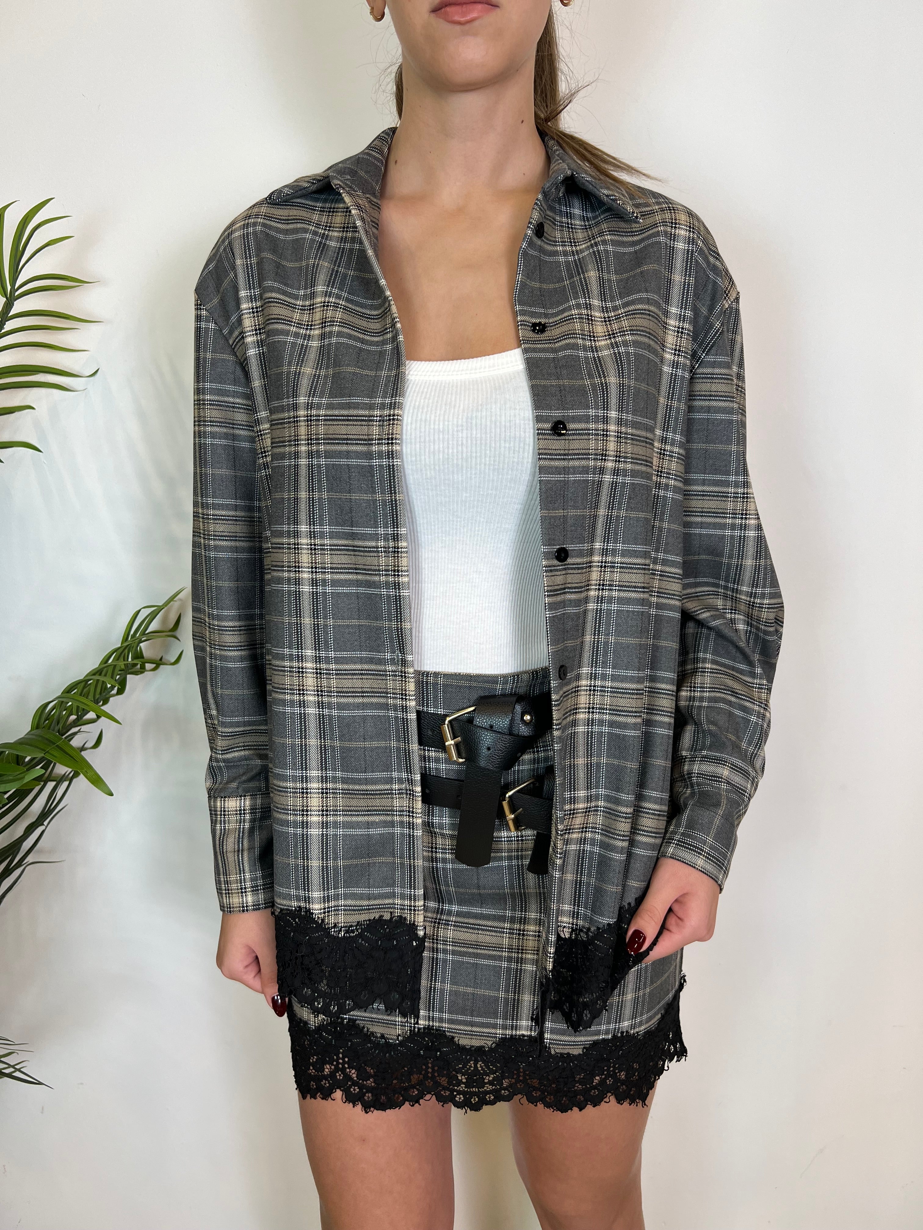 Camicia check grigia pizzo - Haveone