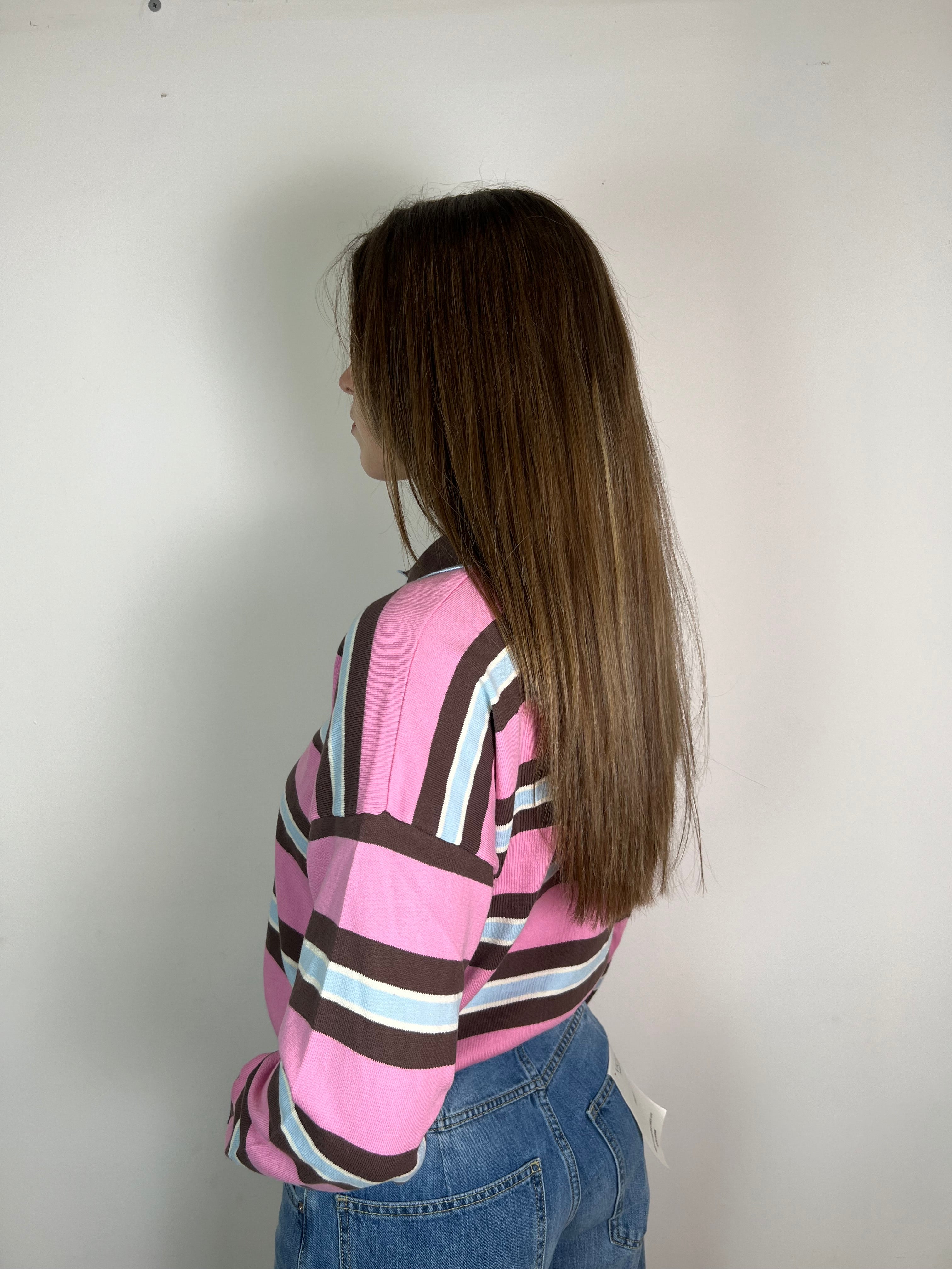 Polo righe rosa moro azzurro - Vicolo