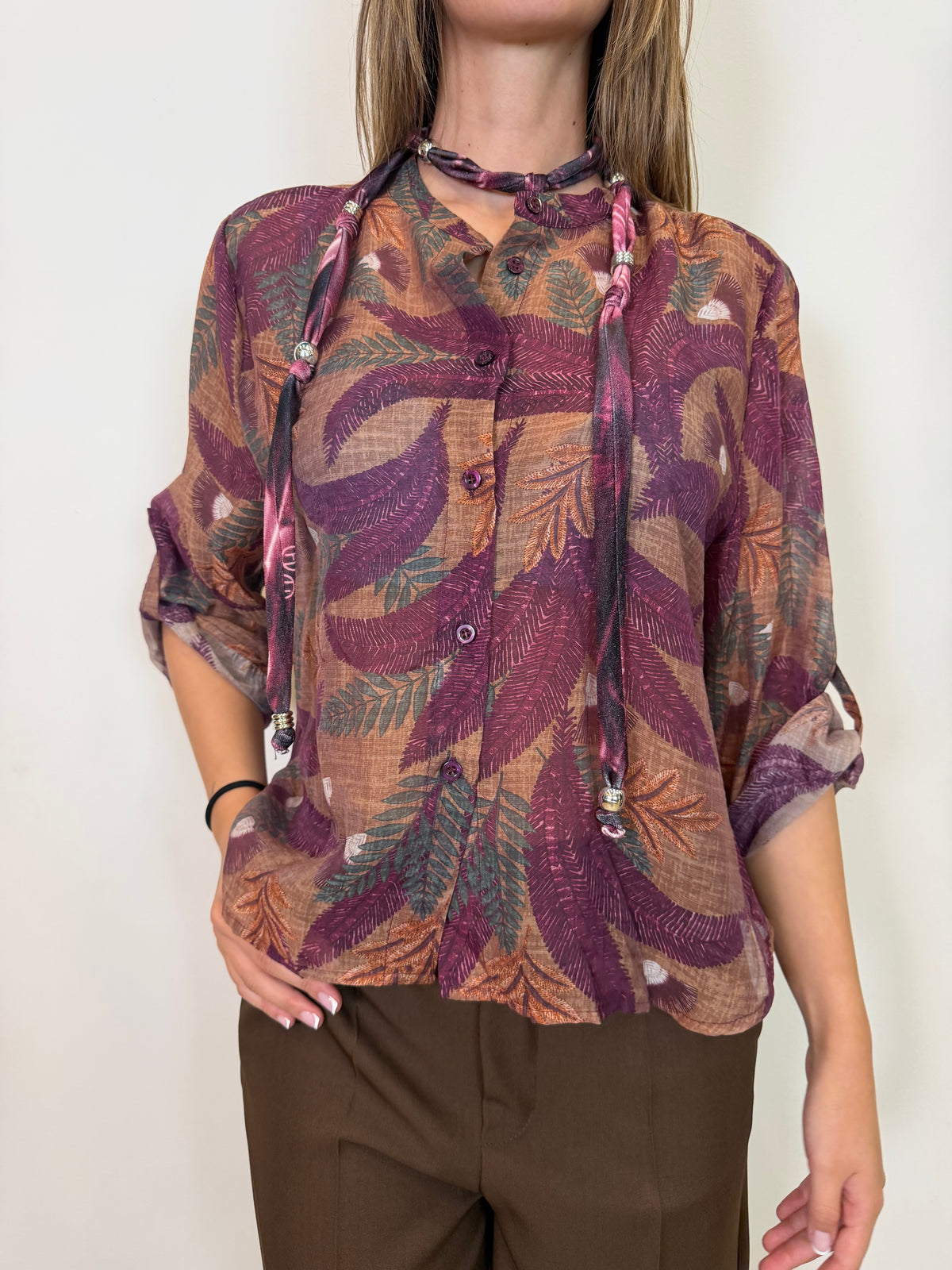 Camicia coreana con collana “Nomad” ciclamino - Haveone
