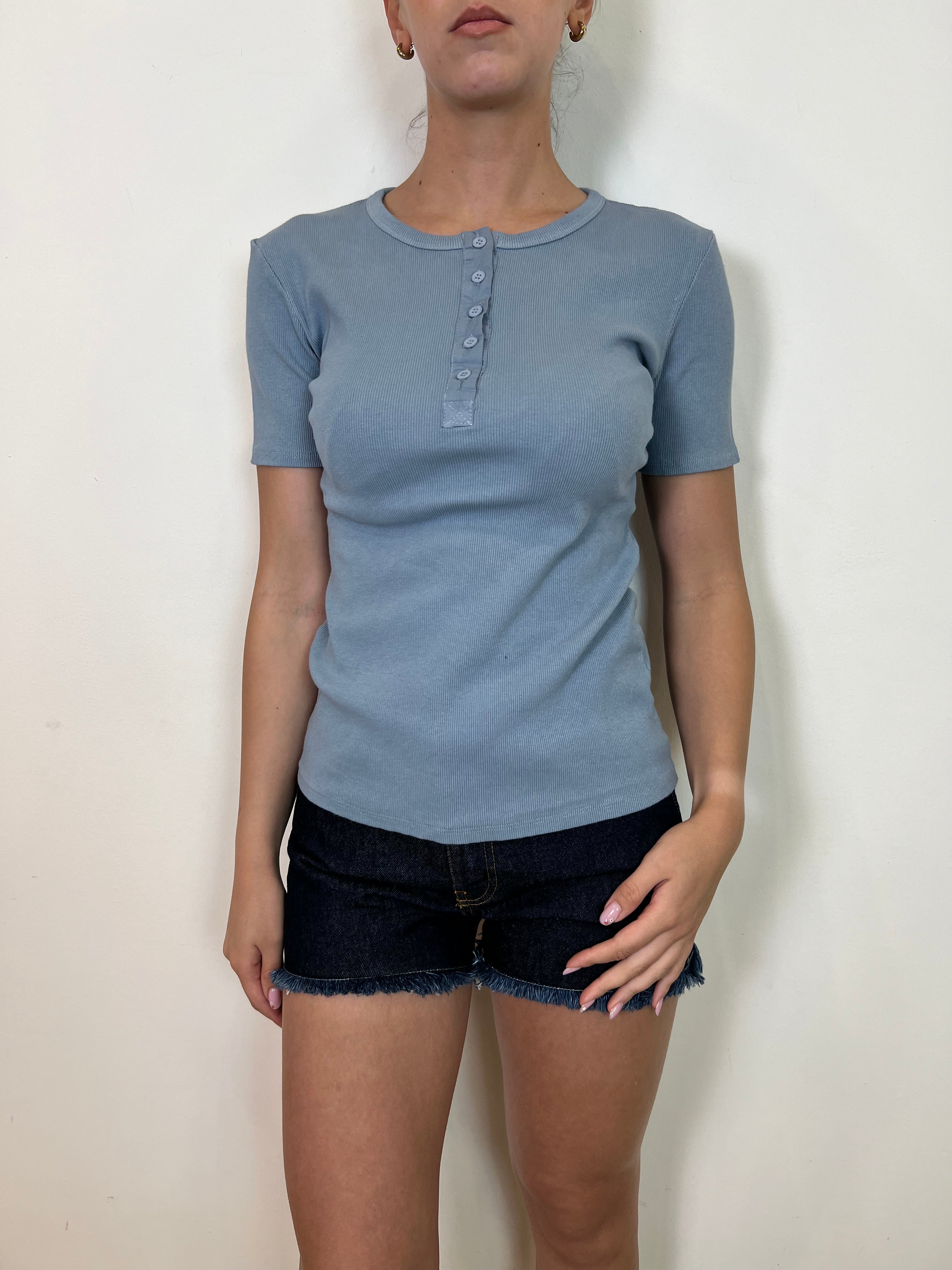 T-shirt serafino costina girocollo - Tensione In