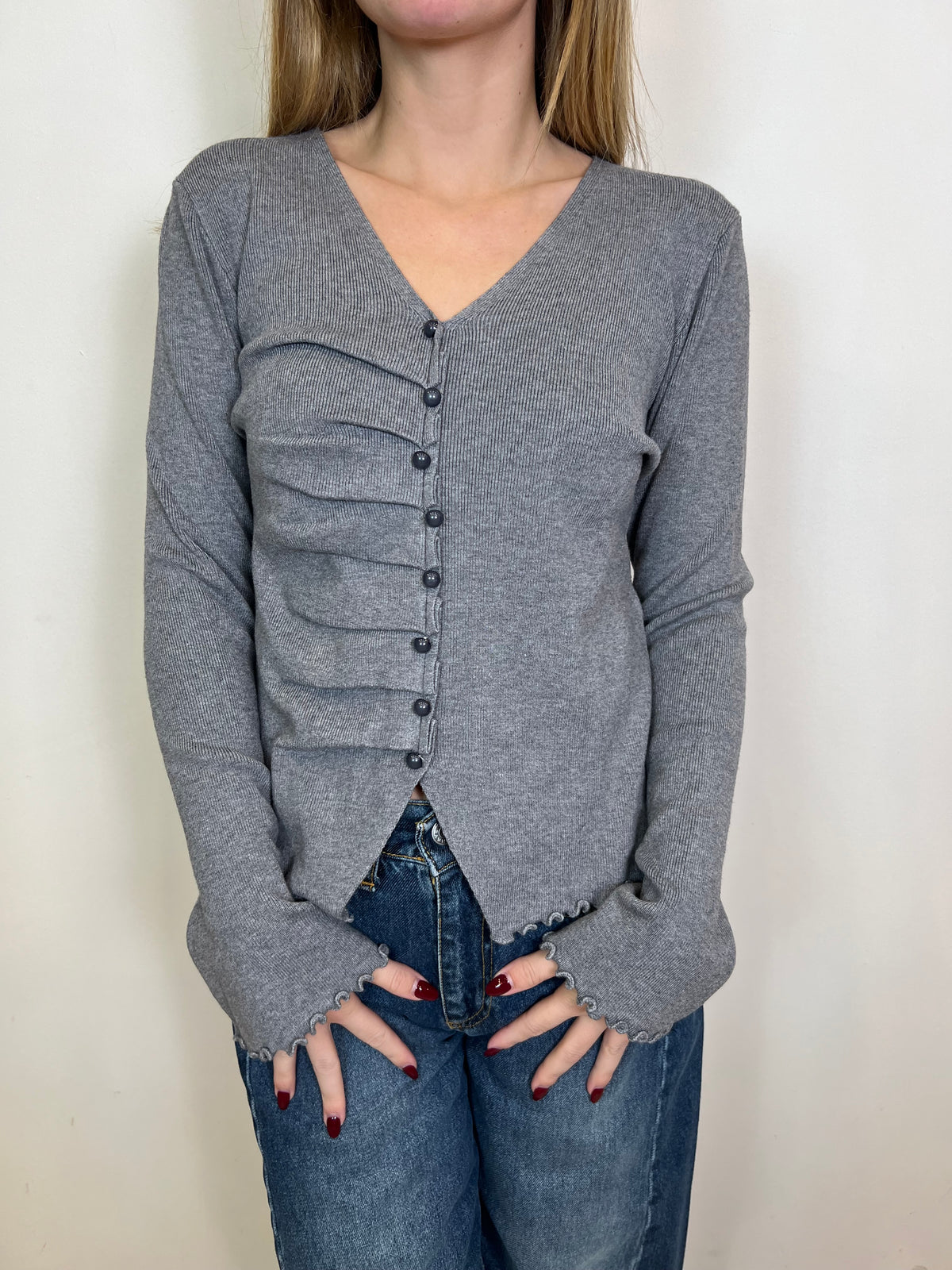 Maglia cardigan bottoncini scollo v - Haveone