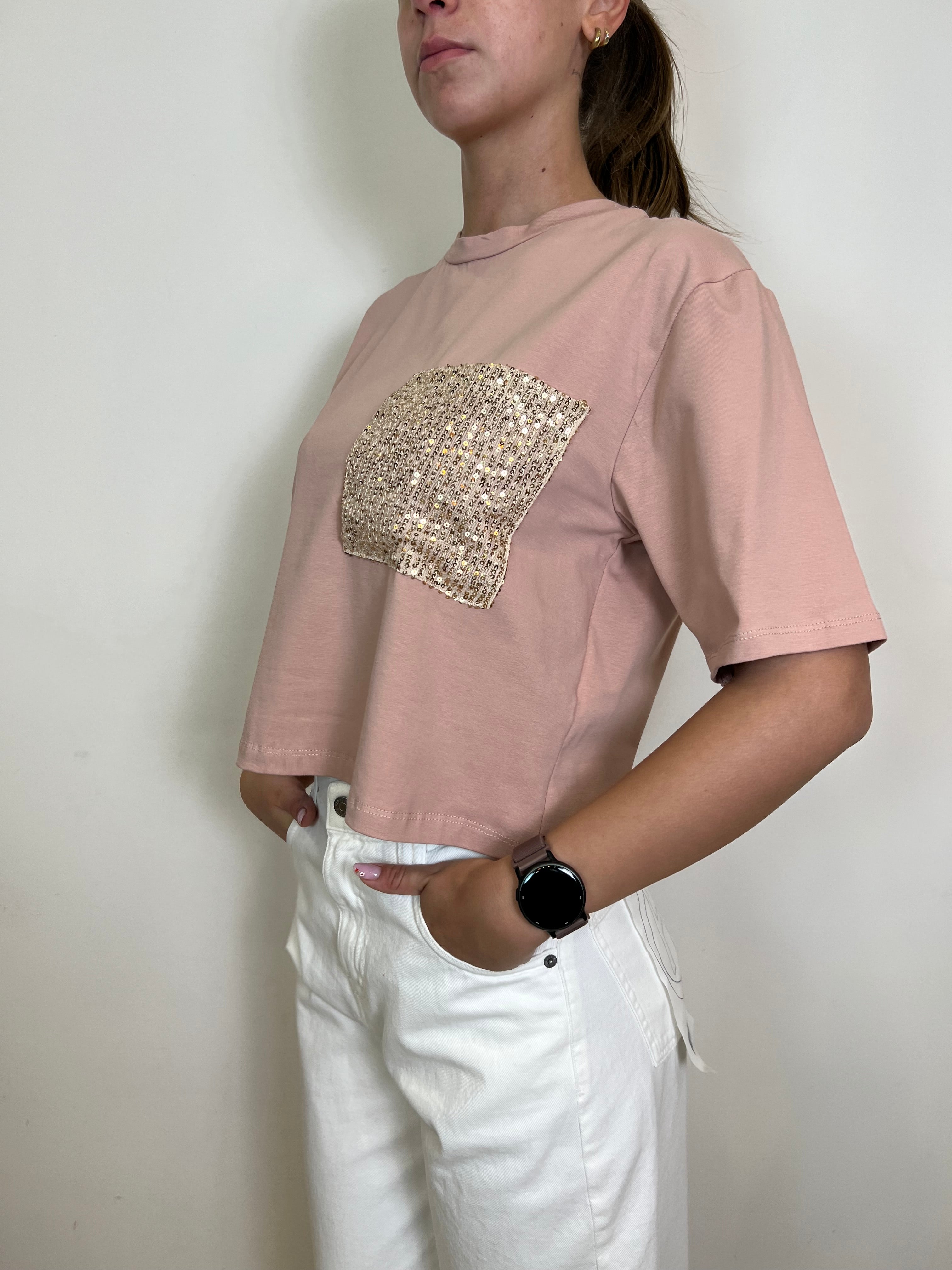 T-shirt taschino paillettes - Haveone