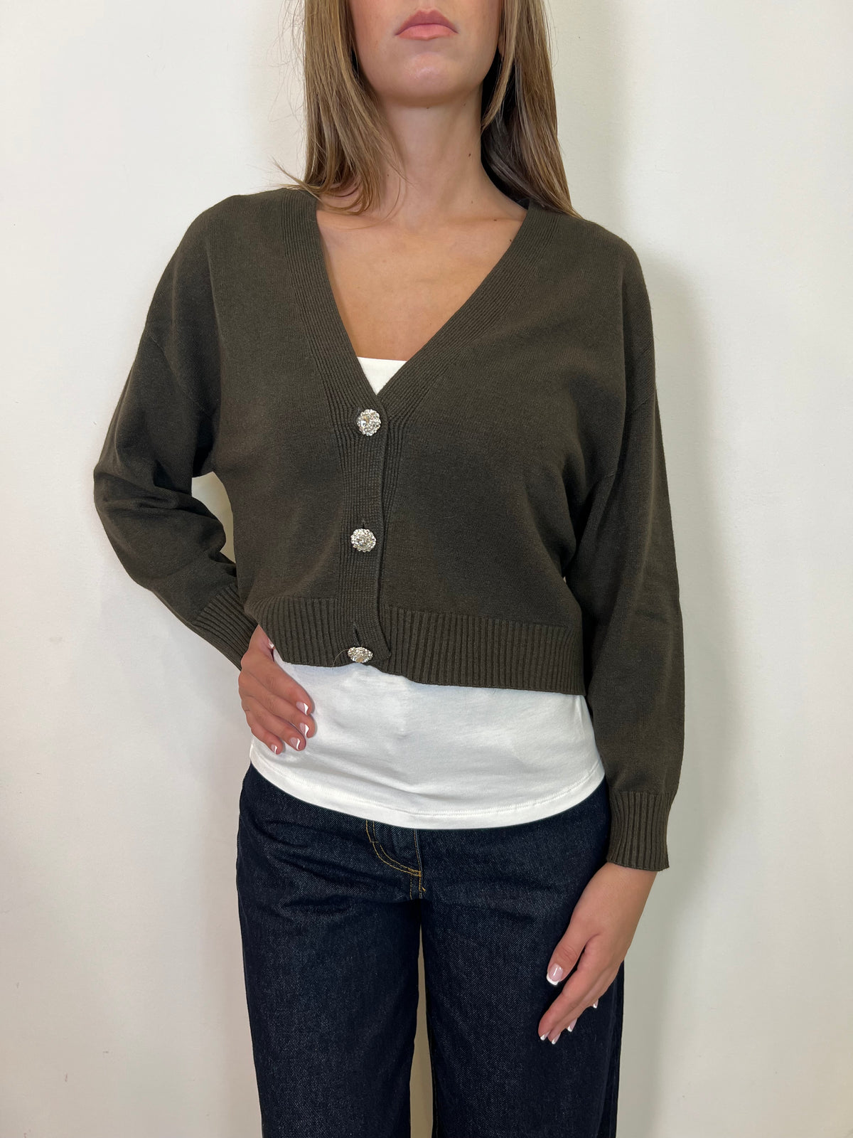 Cardigan bottone gioiello - Vicolo