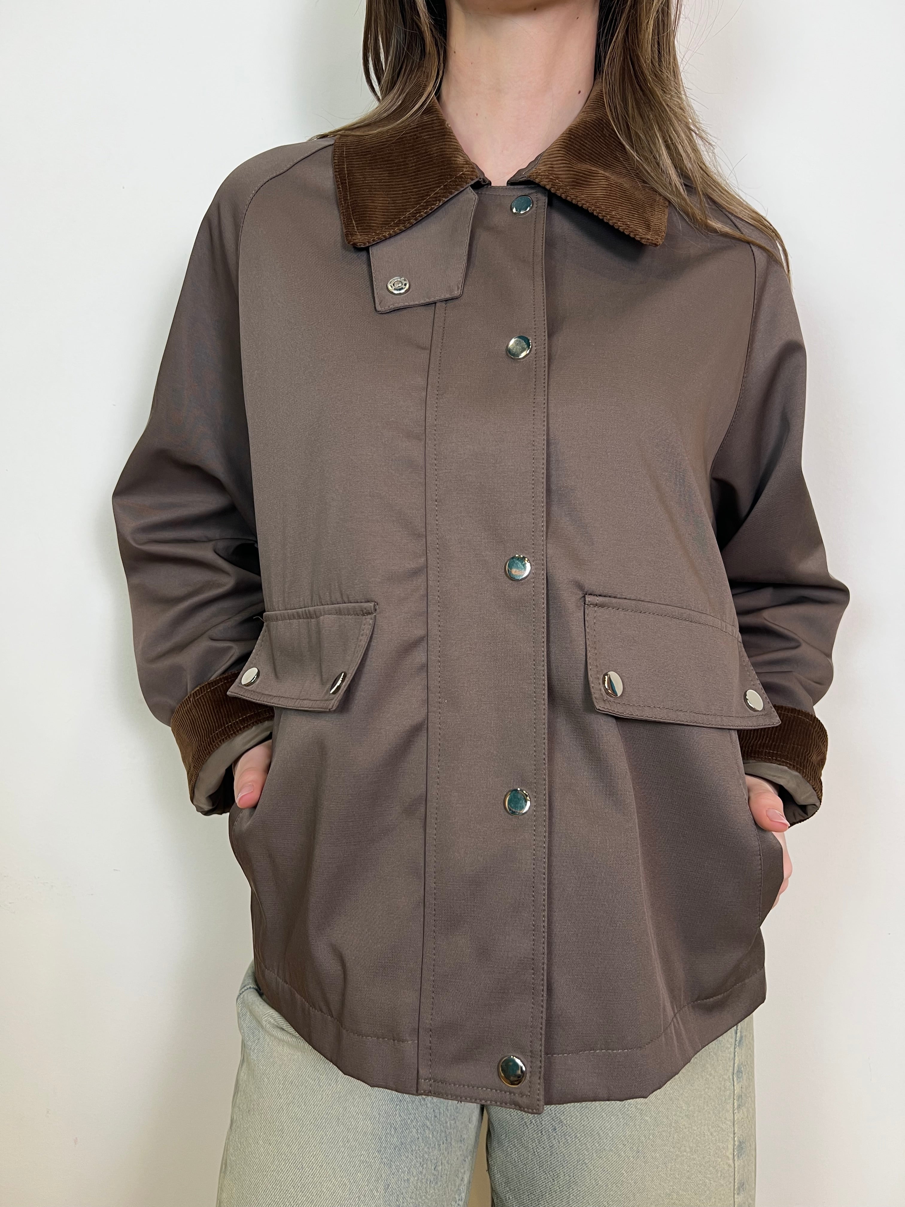 Giacca cotone colletto camoscio - Haveone