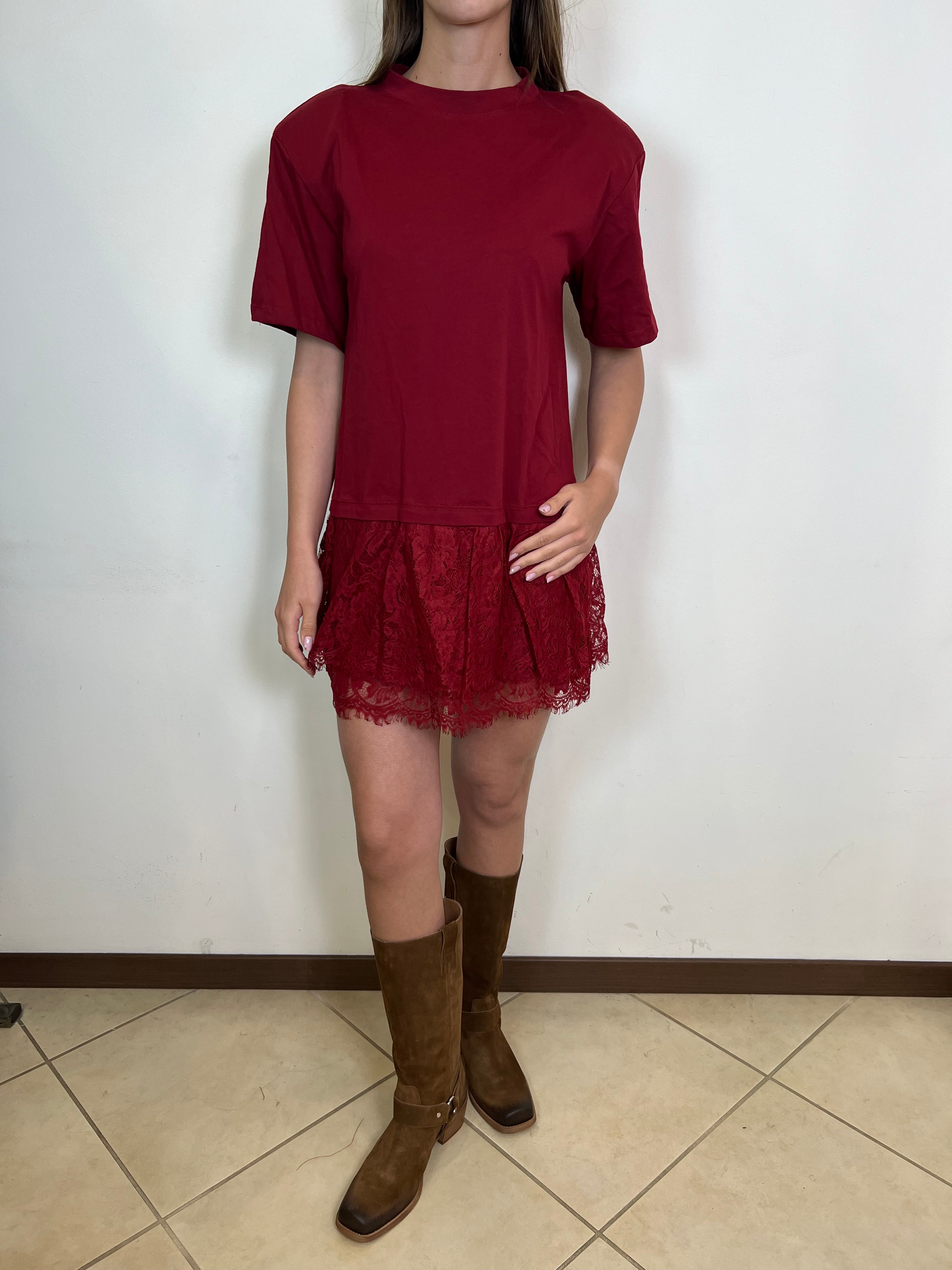 Abito t-shirt fondo pizzo - Haveone