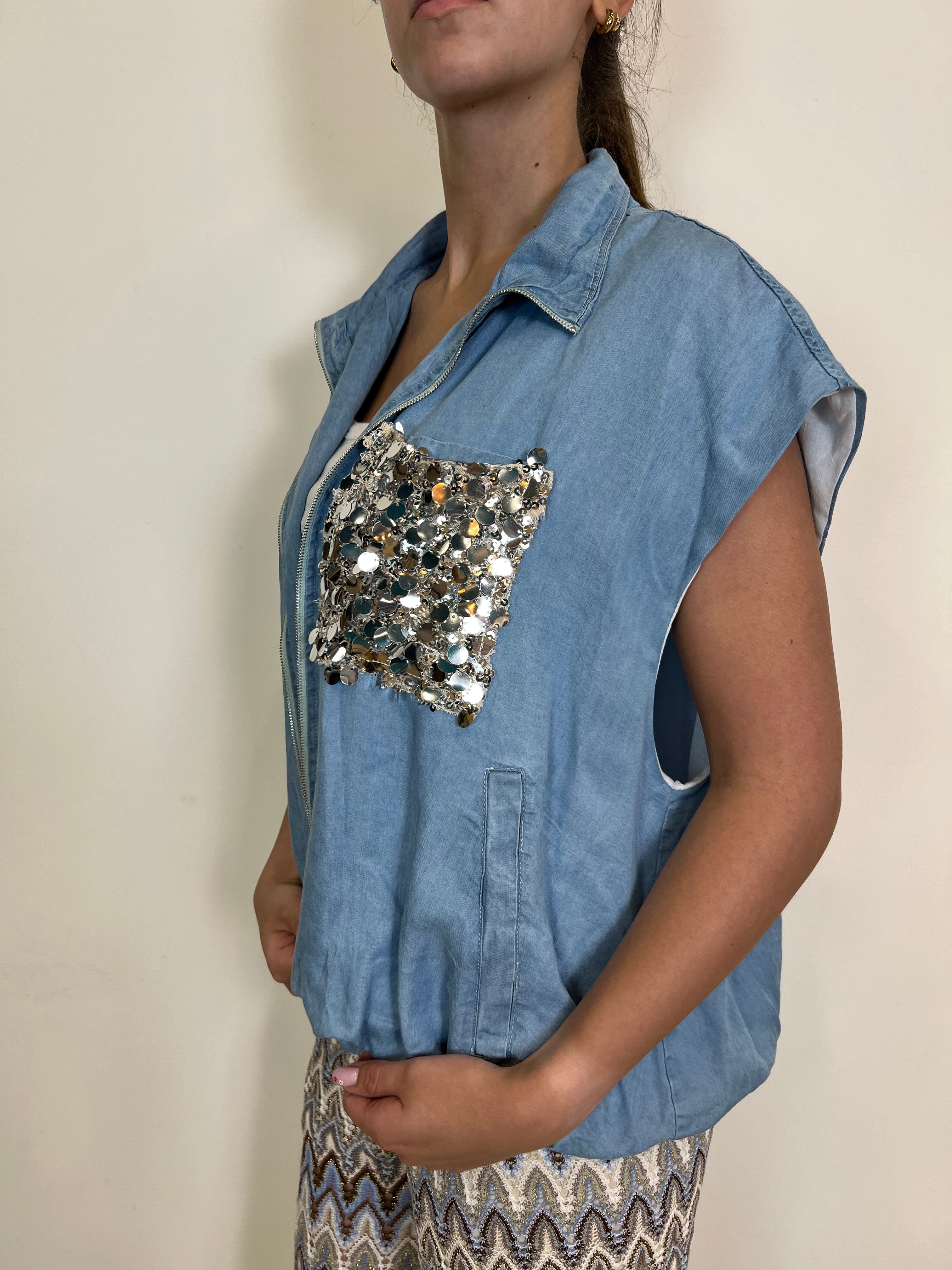 Gilet tasca paillettes - Tensione In