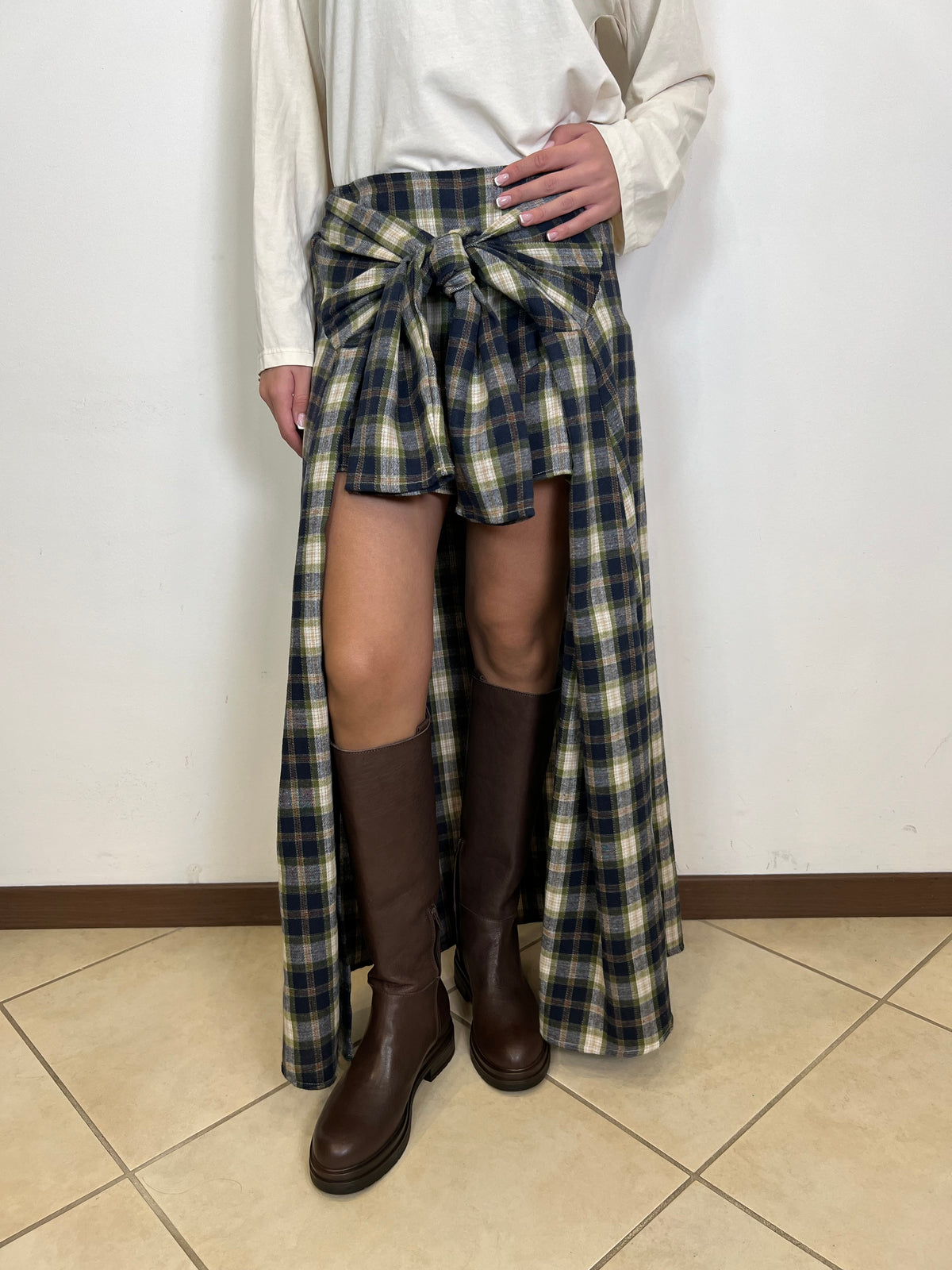 Gonna camicia flanella lunga - Haveone