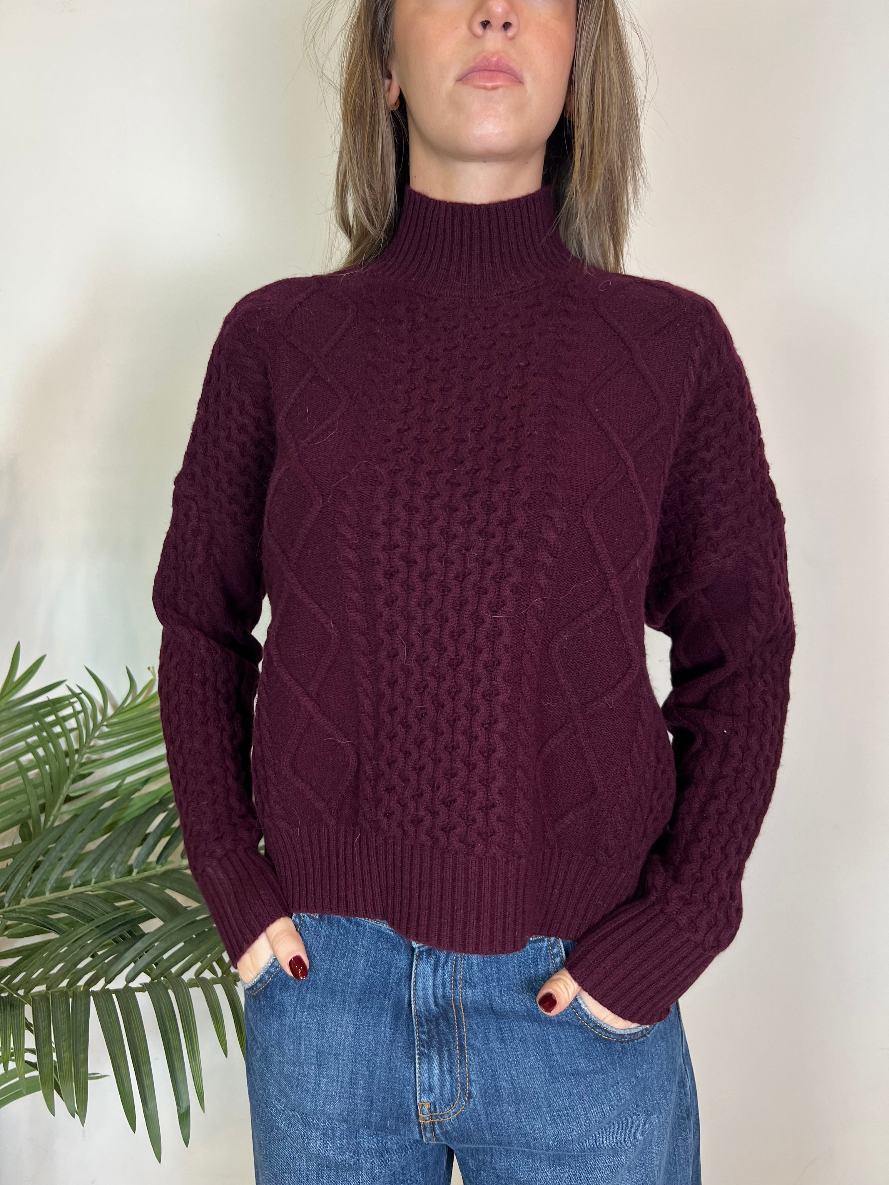 Maglia collo in piedi trecce - Vicolo