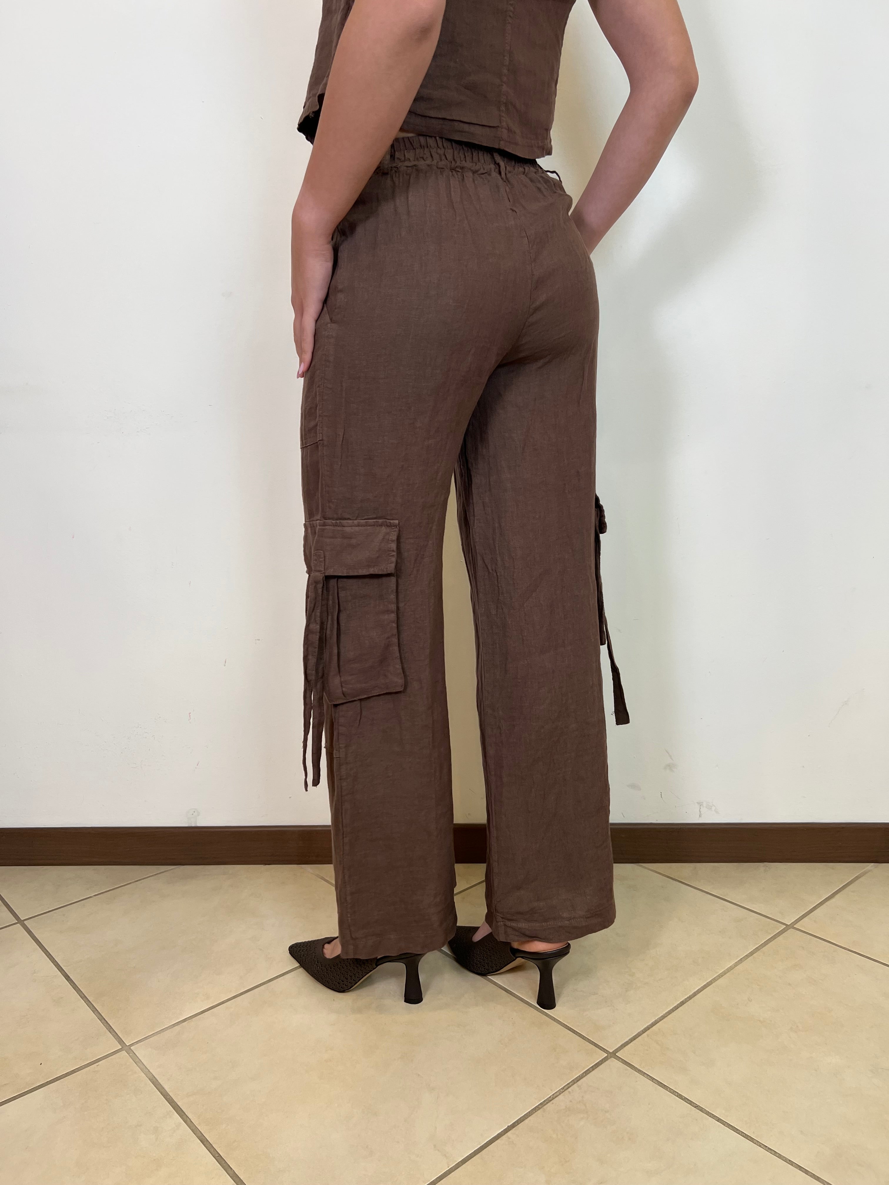 Pantalone cargo lino - Haveone