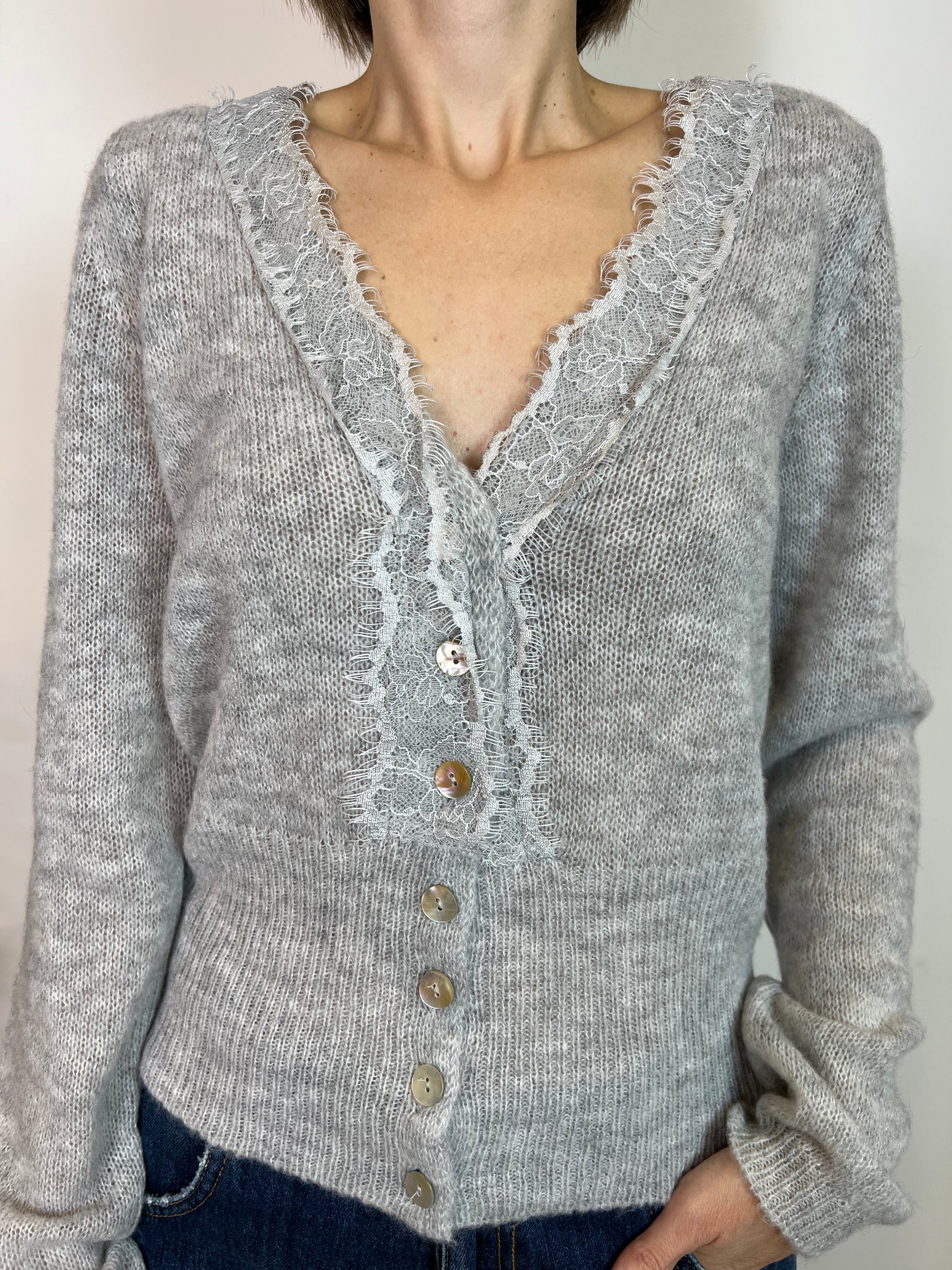 Cardigan scollo v pizzo - Haveone