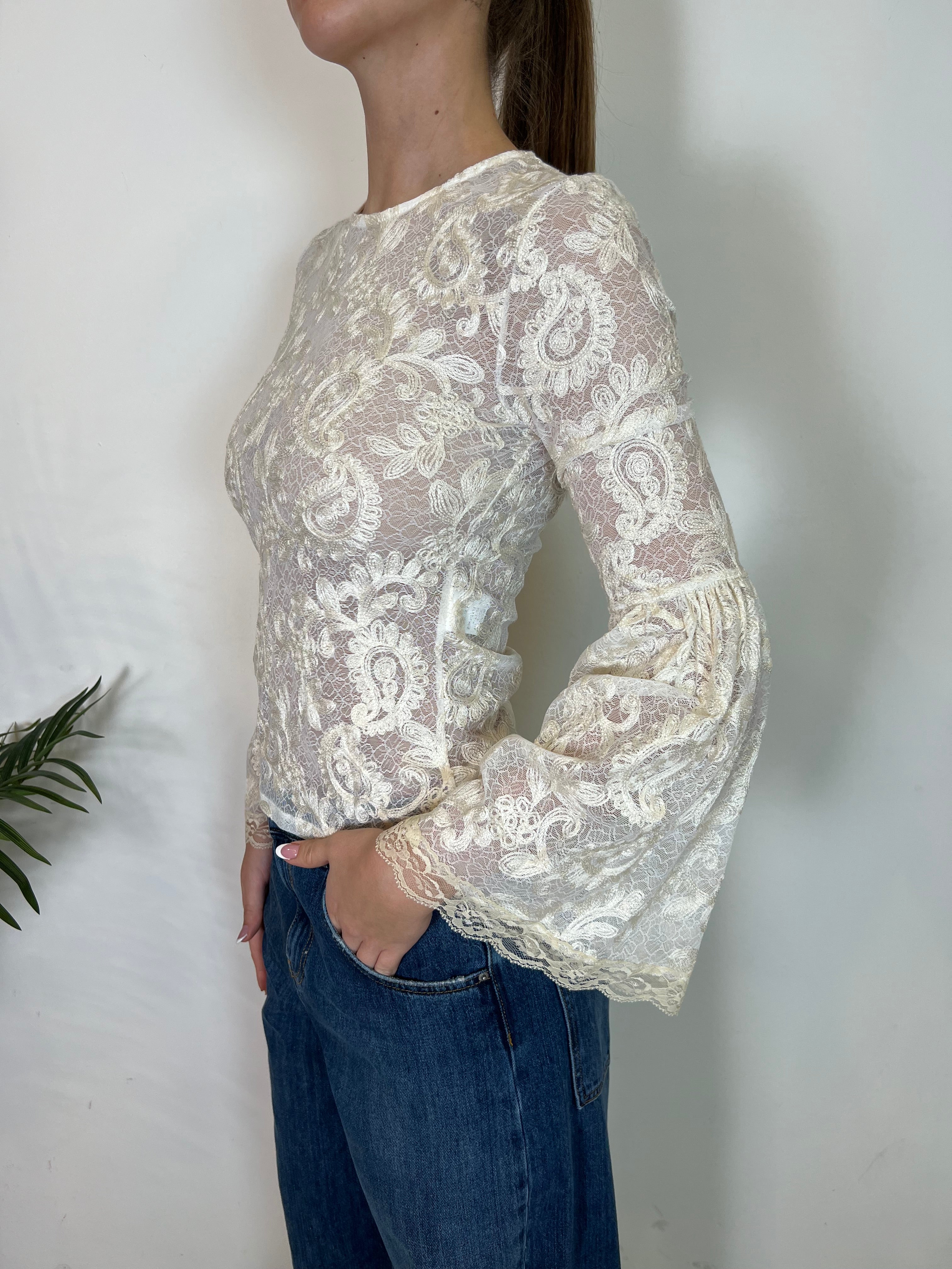 T-shirt pizzo manica calla - Haveone