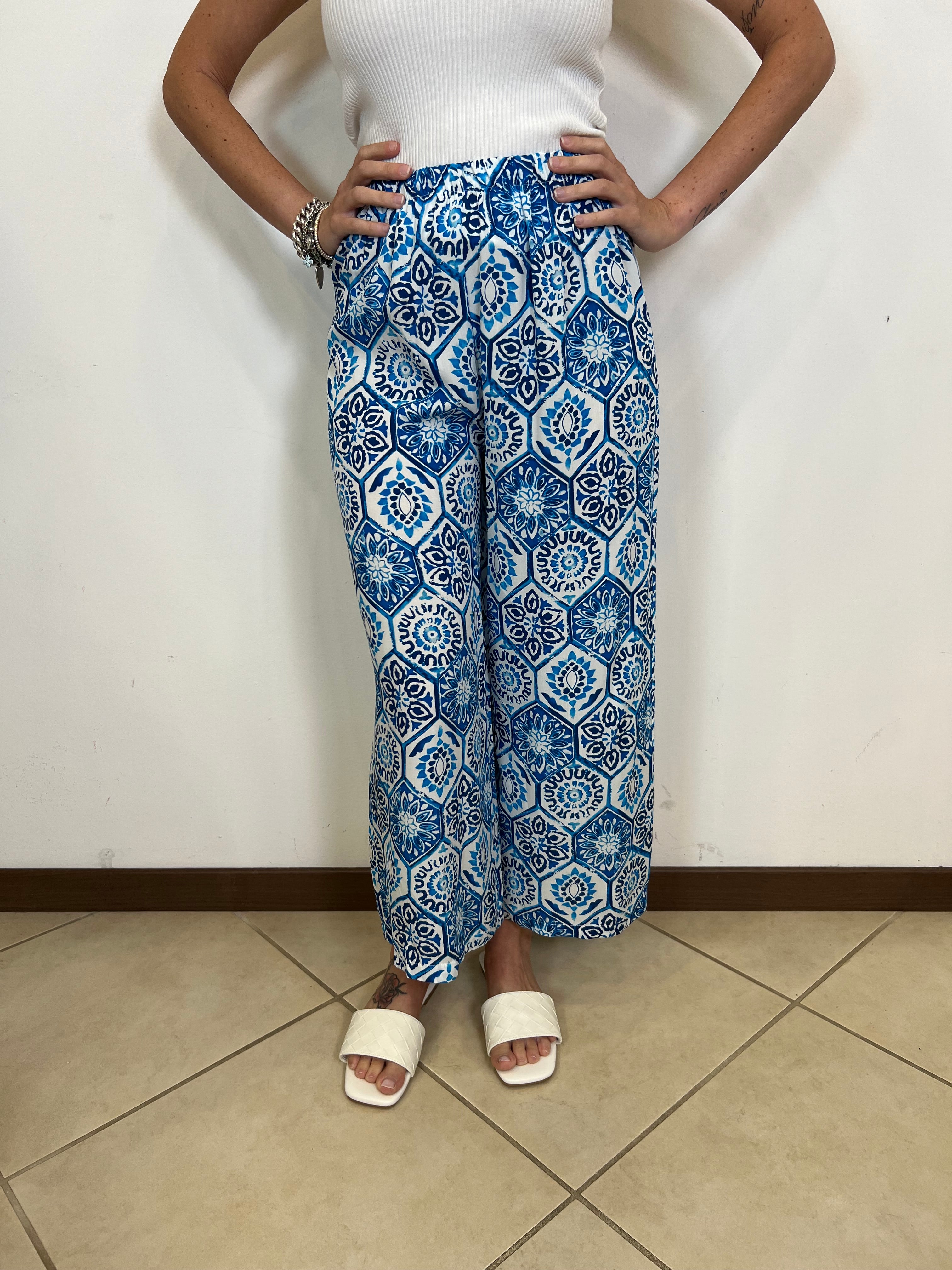 Pantalone fantasia celeste - Haveone