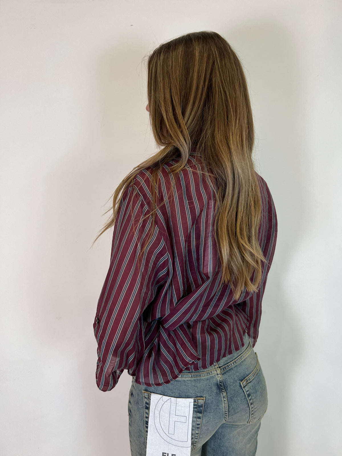 Camicia coreana con collana “Nomad” bordeaux - Haveone