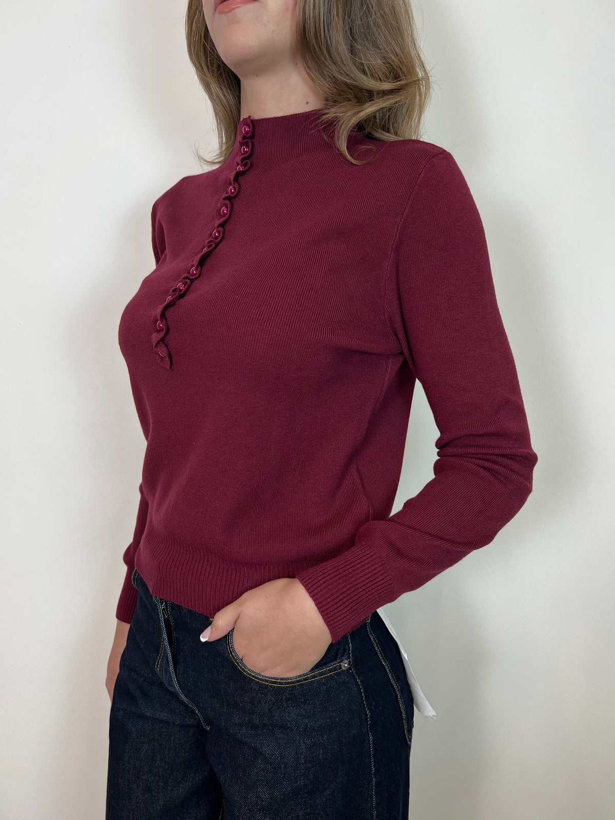 Maglia bottoncini rouches - Haveone