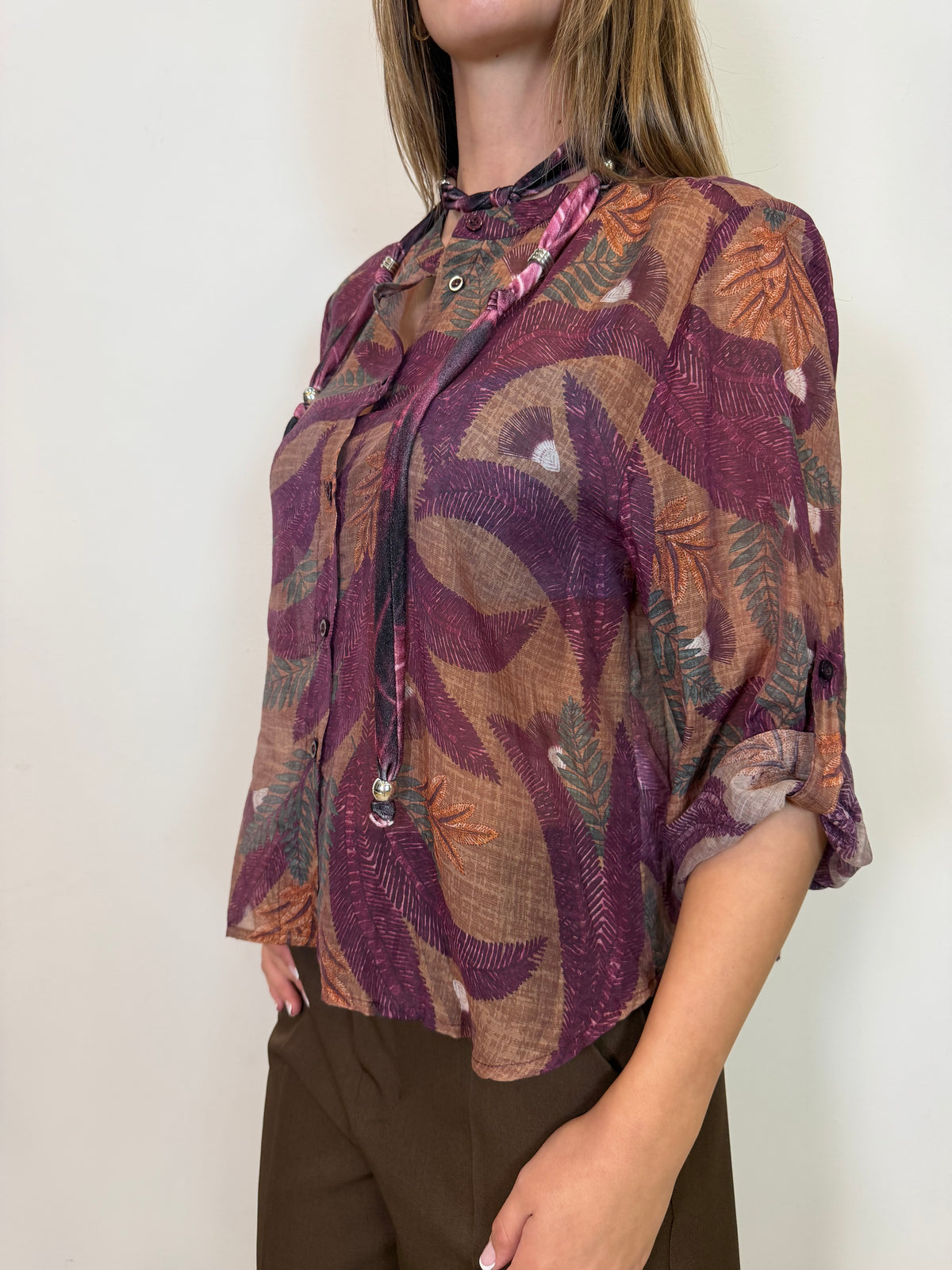 Camicia coreana con collana “Nomad” ciclamino - Haveone