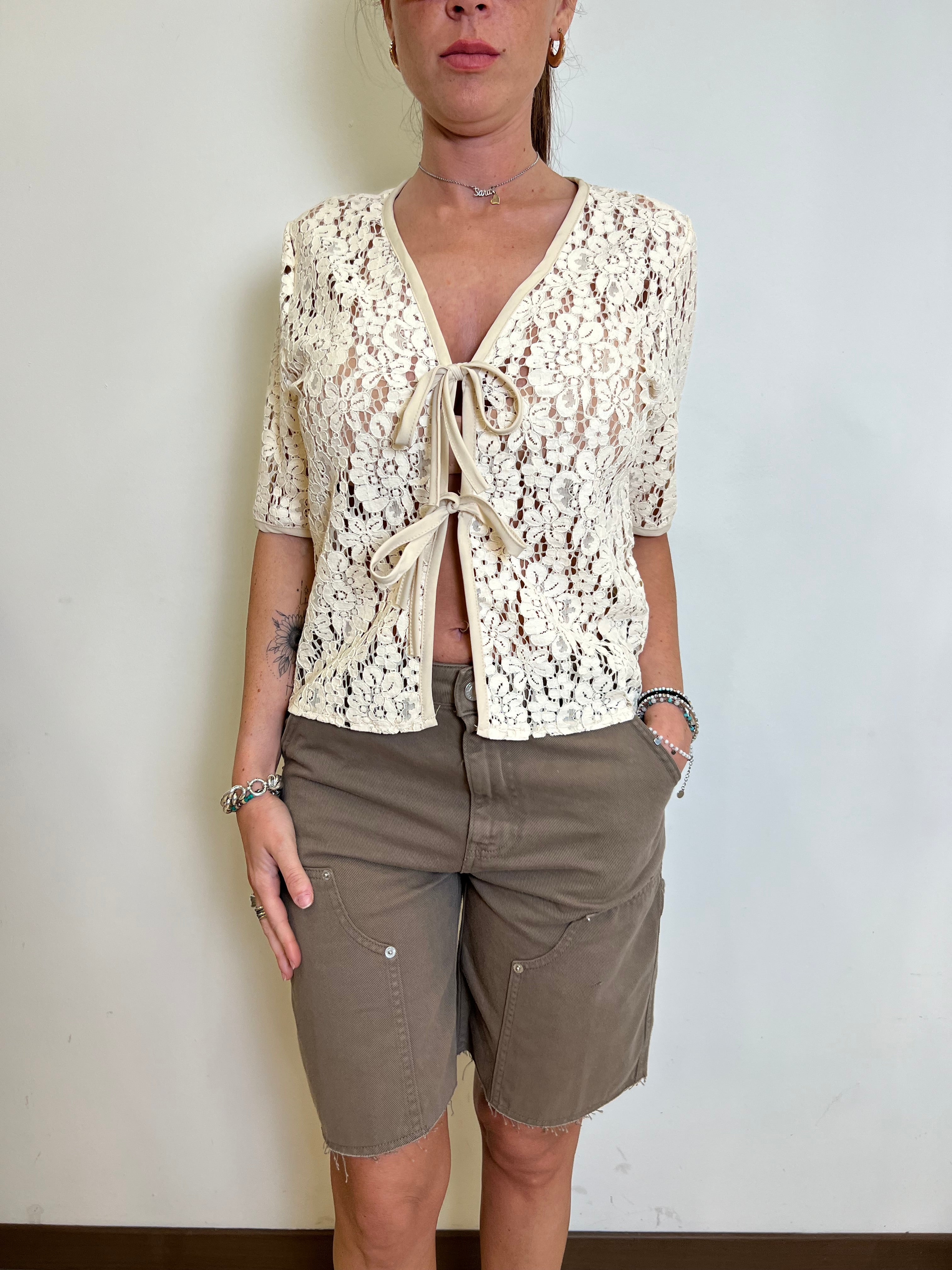 Camicia mezza manica pizzo laccetti - Haveone