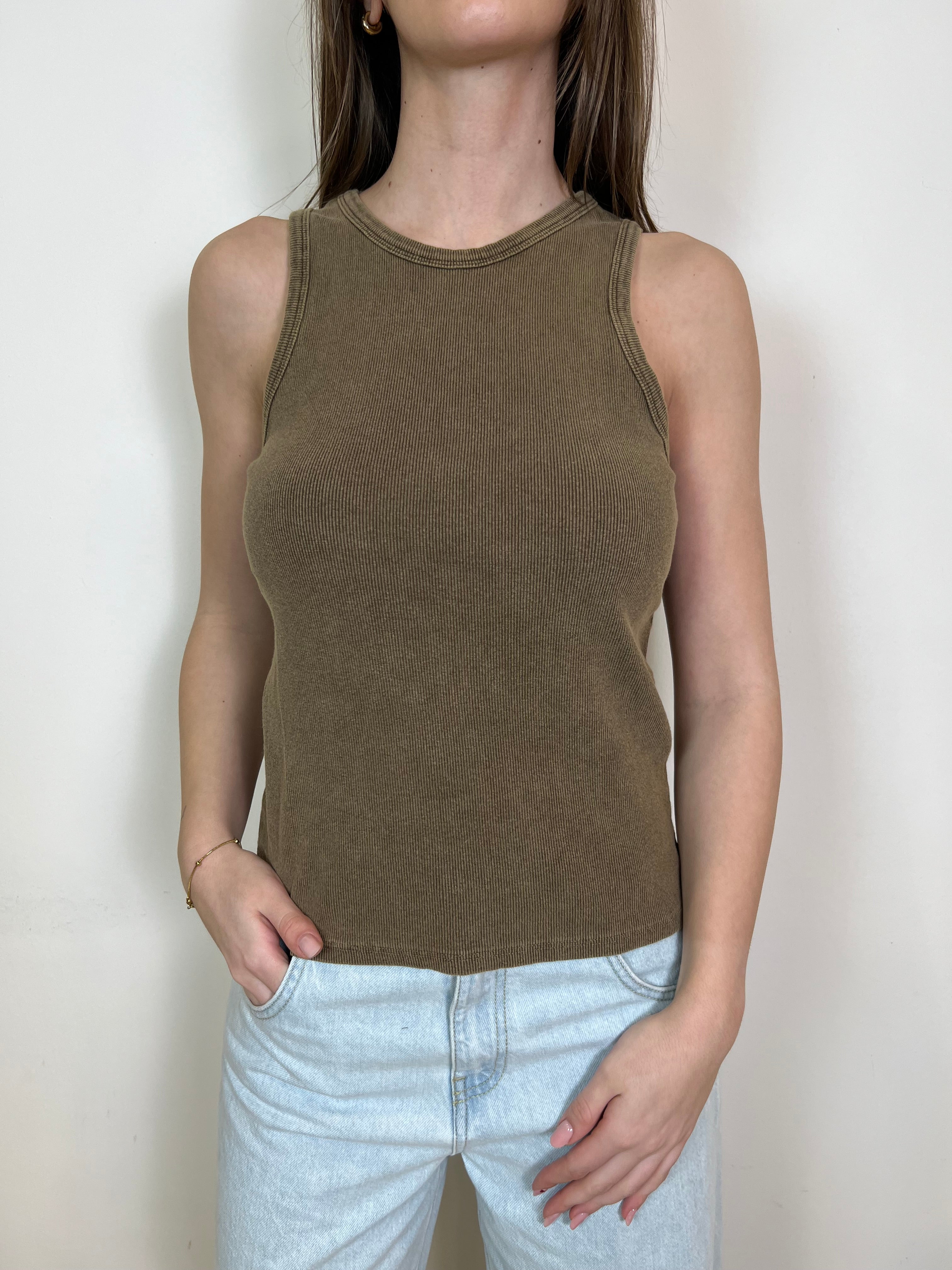 Canotta costina scollo americana stone - Haveone