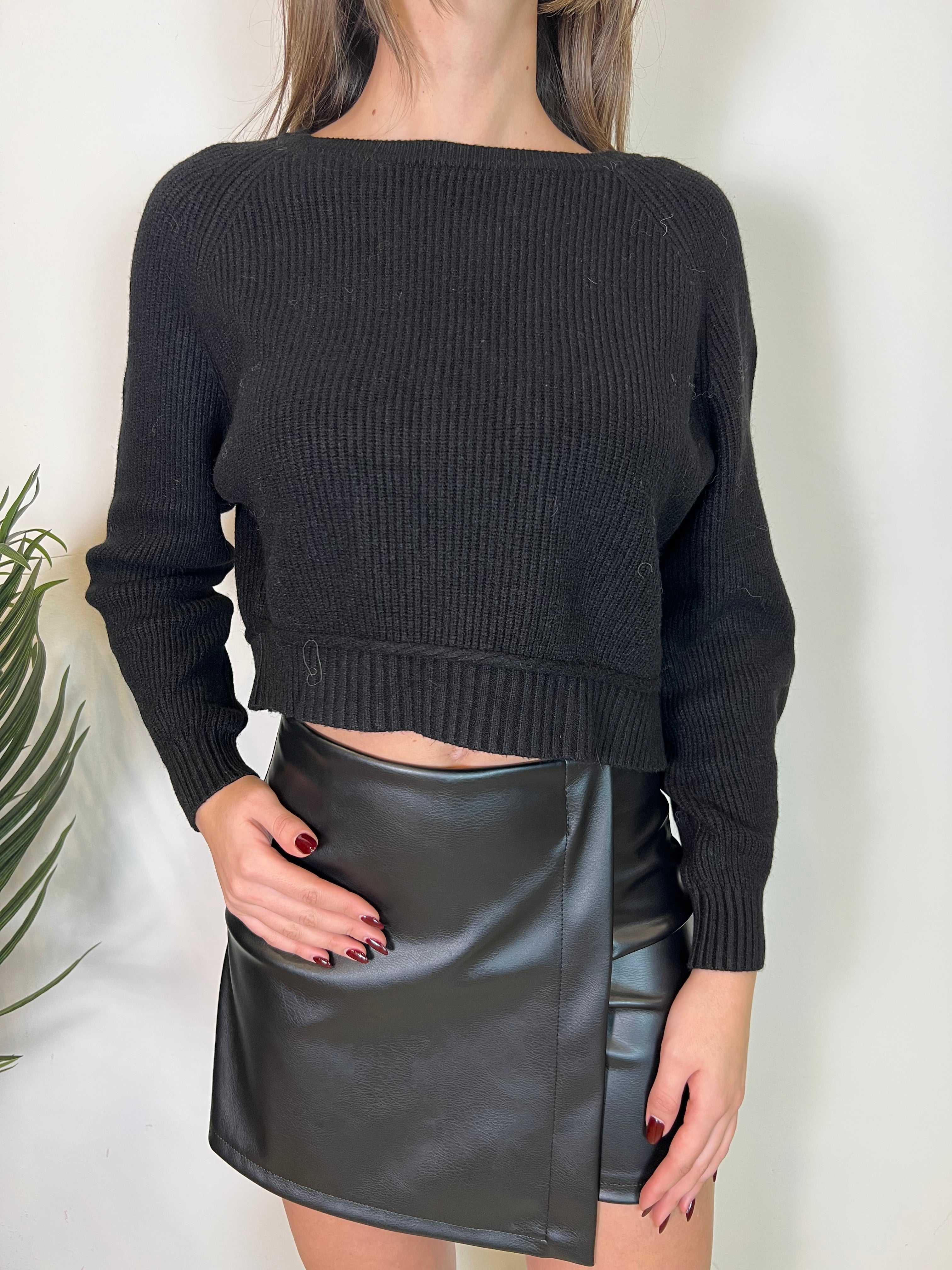 Maglia crop a coste - Haveone