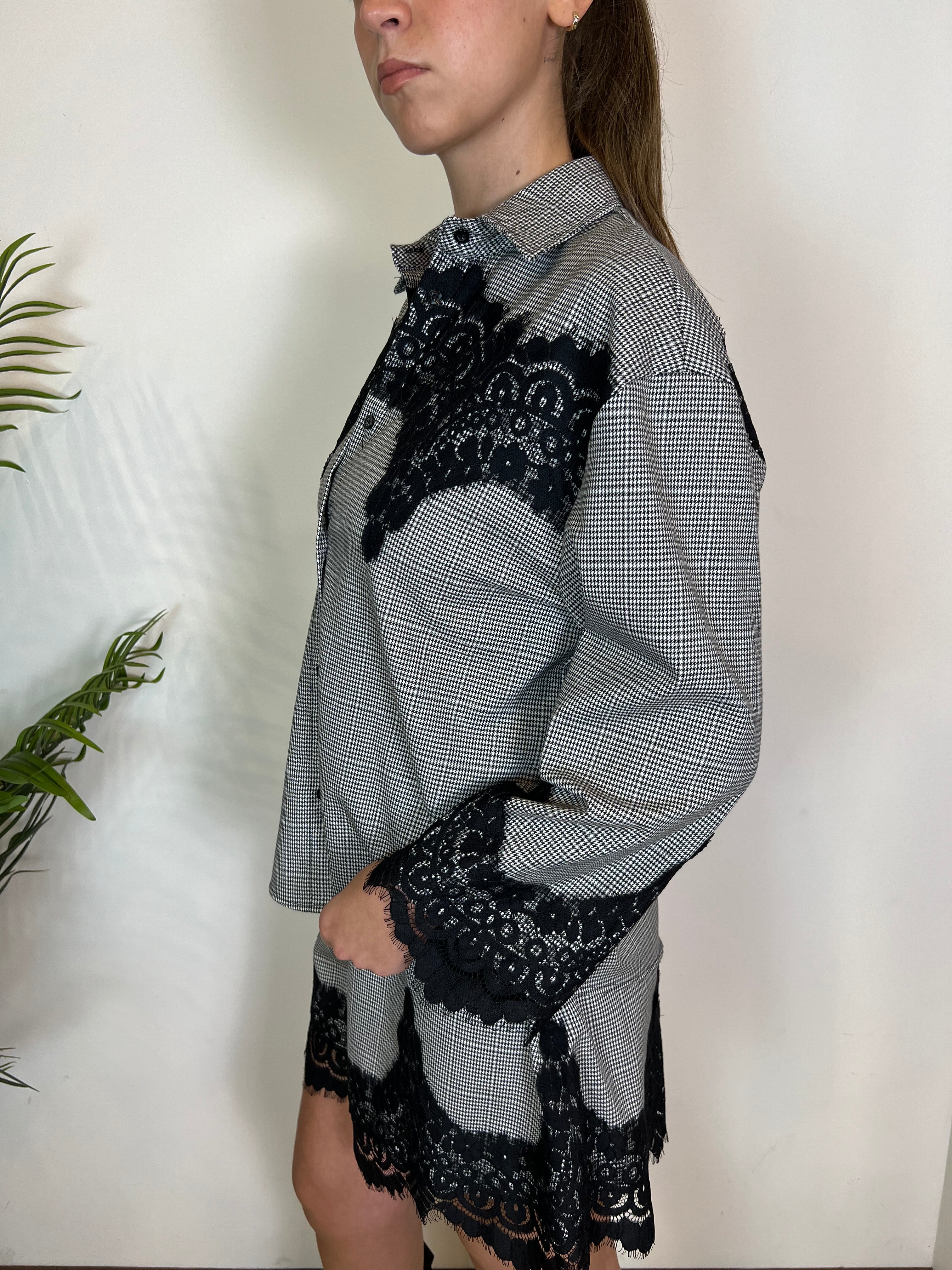 Camicia pied de poule inserti pizzo - Haveone