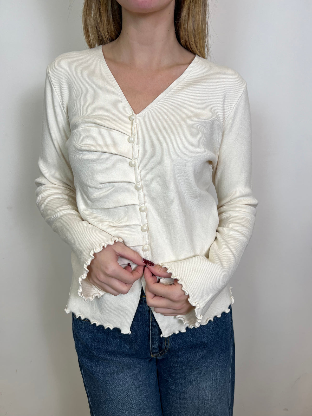 Maglia cardigan bottoncini scollo v - Haveone