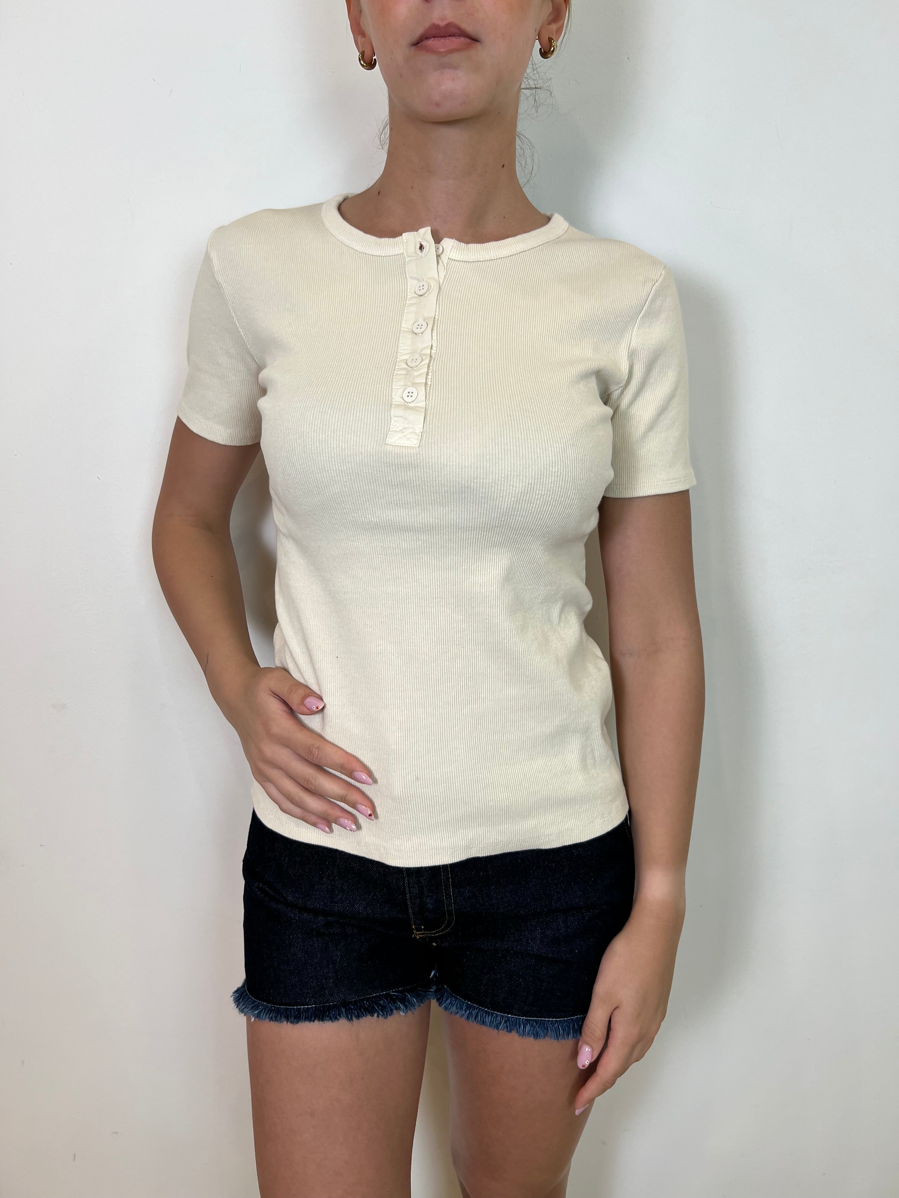 T-shirt serafino costina girocollo - Tensione In