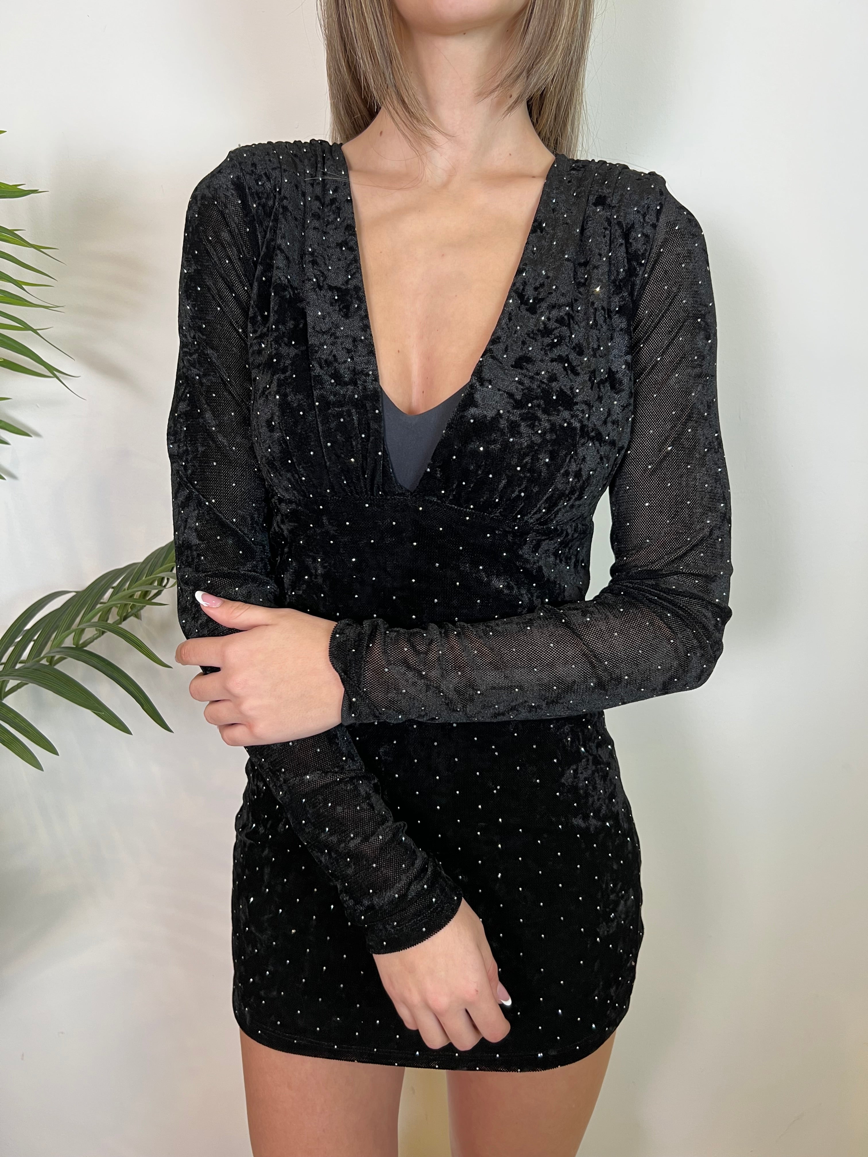 Abito corto velluto e strass - Kontatto