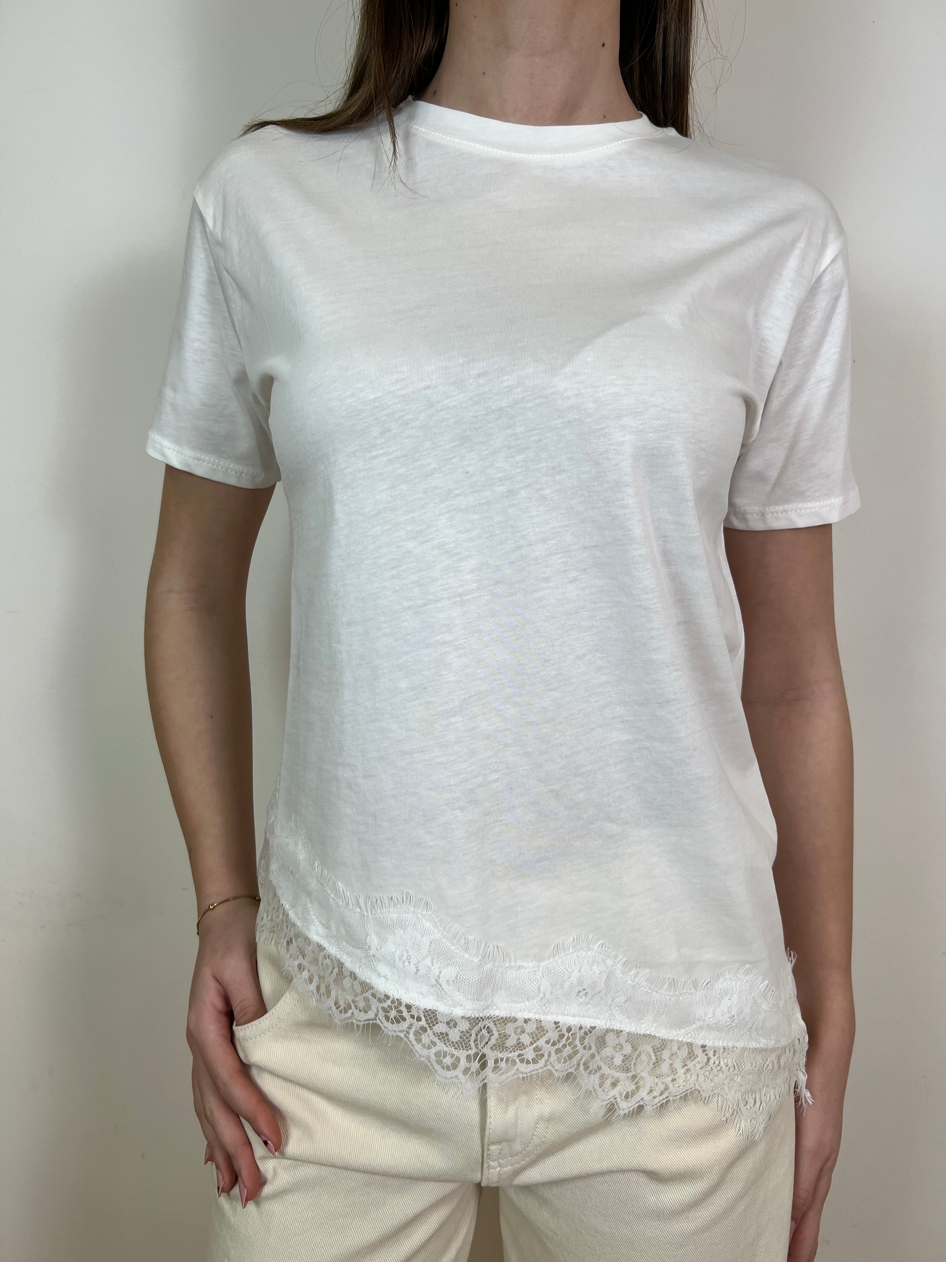 T-shirt asimmetrica fondo pizzo - Haveone