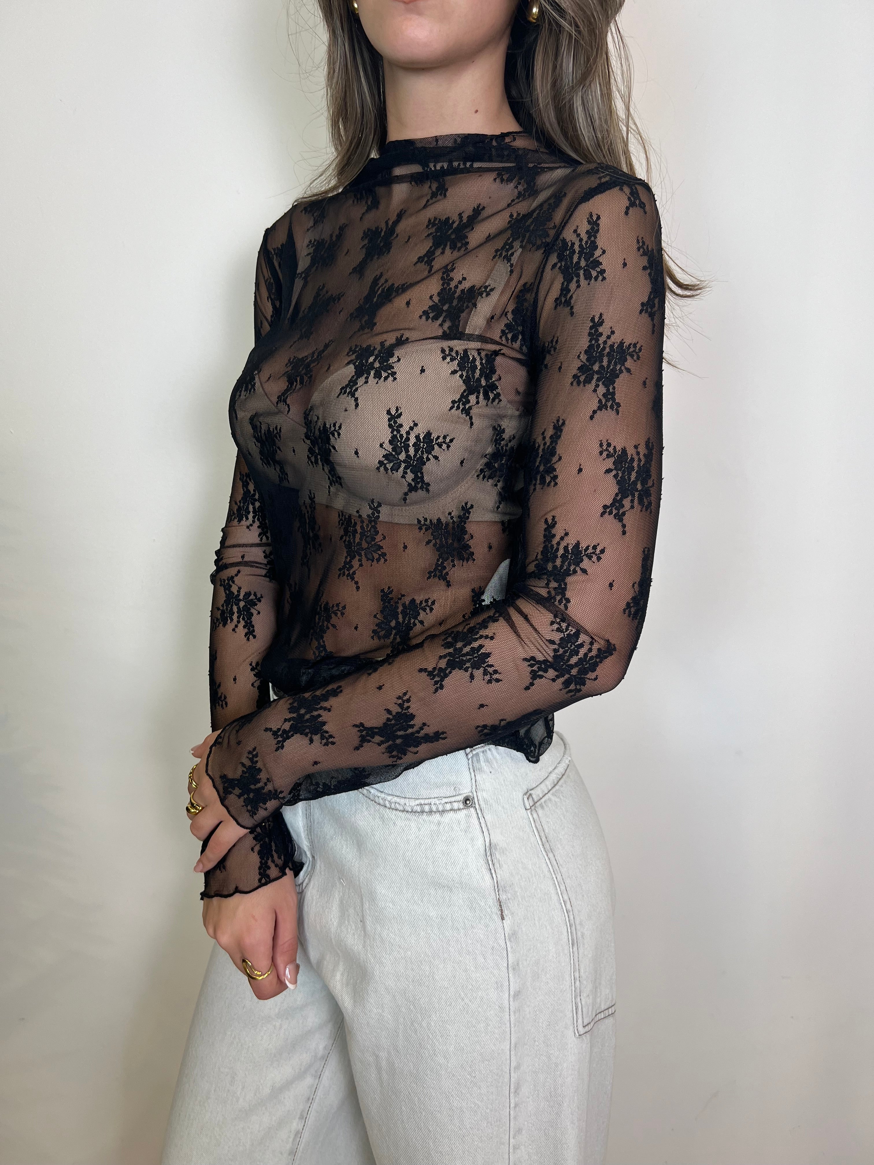 T-shirt pizzo manica lunga - Haveone