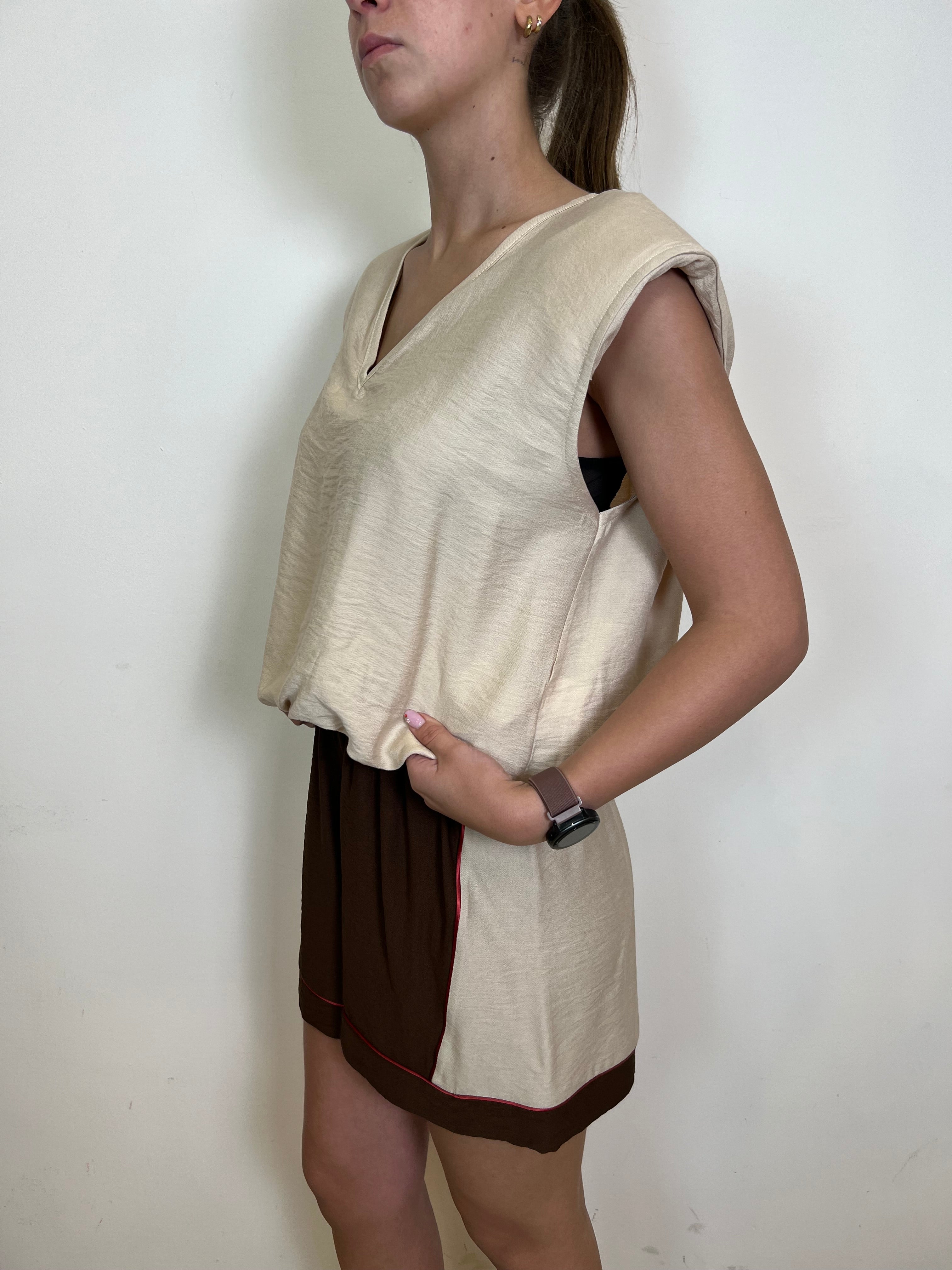 Blusa a V fondo elastico - Haveone