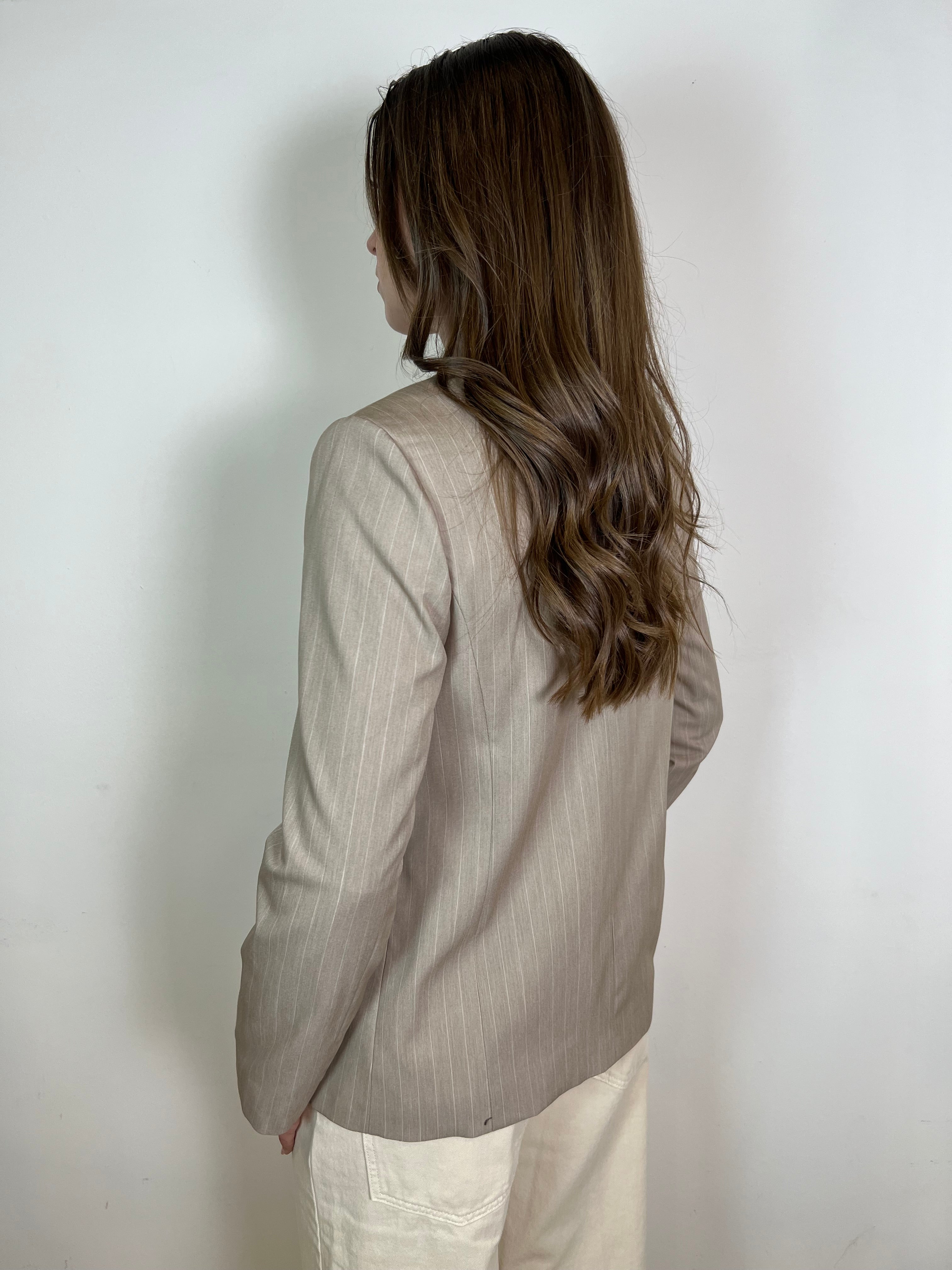 Giacca gessata coreana un bottone - Haveone