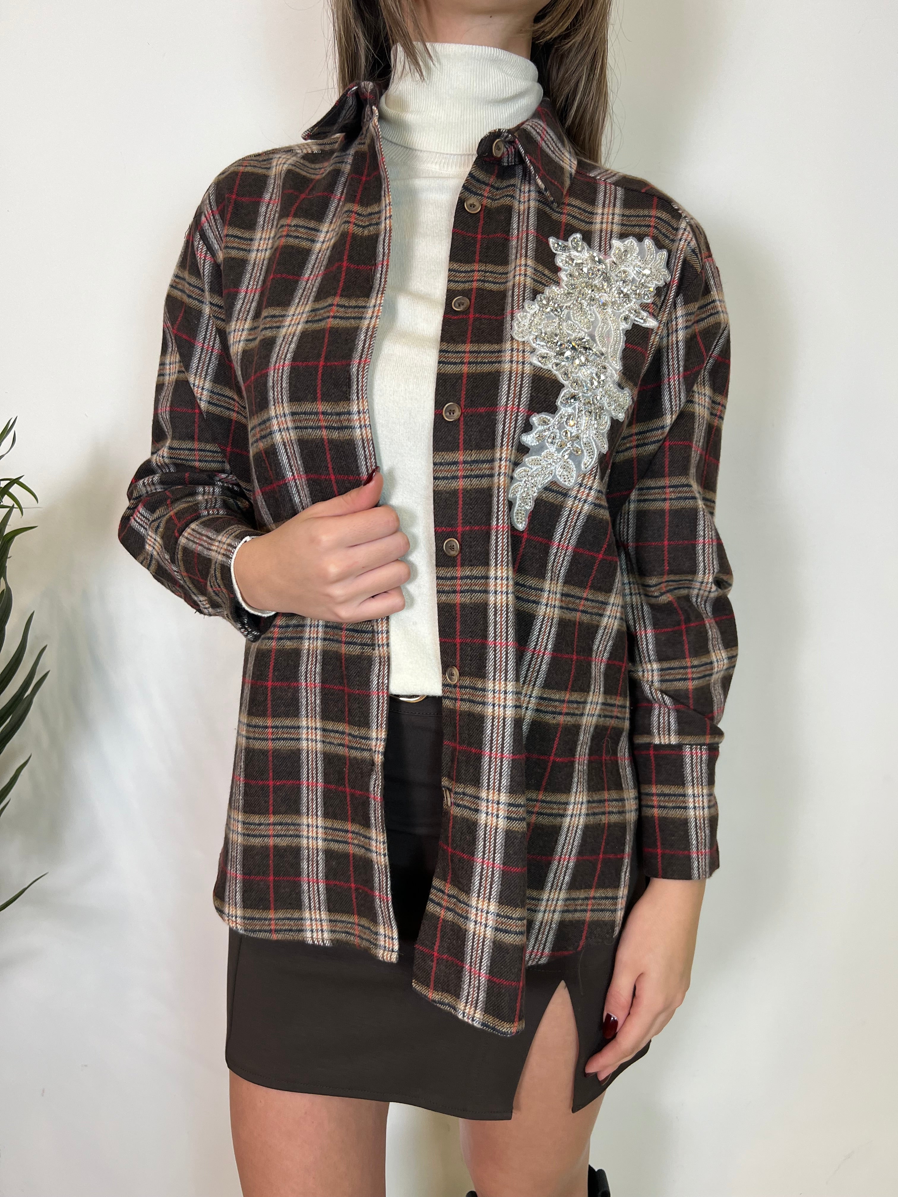Camicia check flanella con patch- Haveone