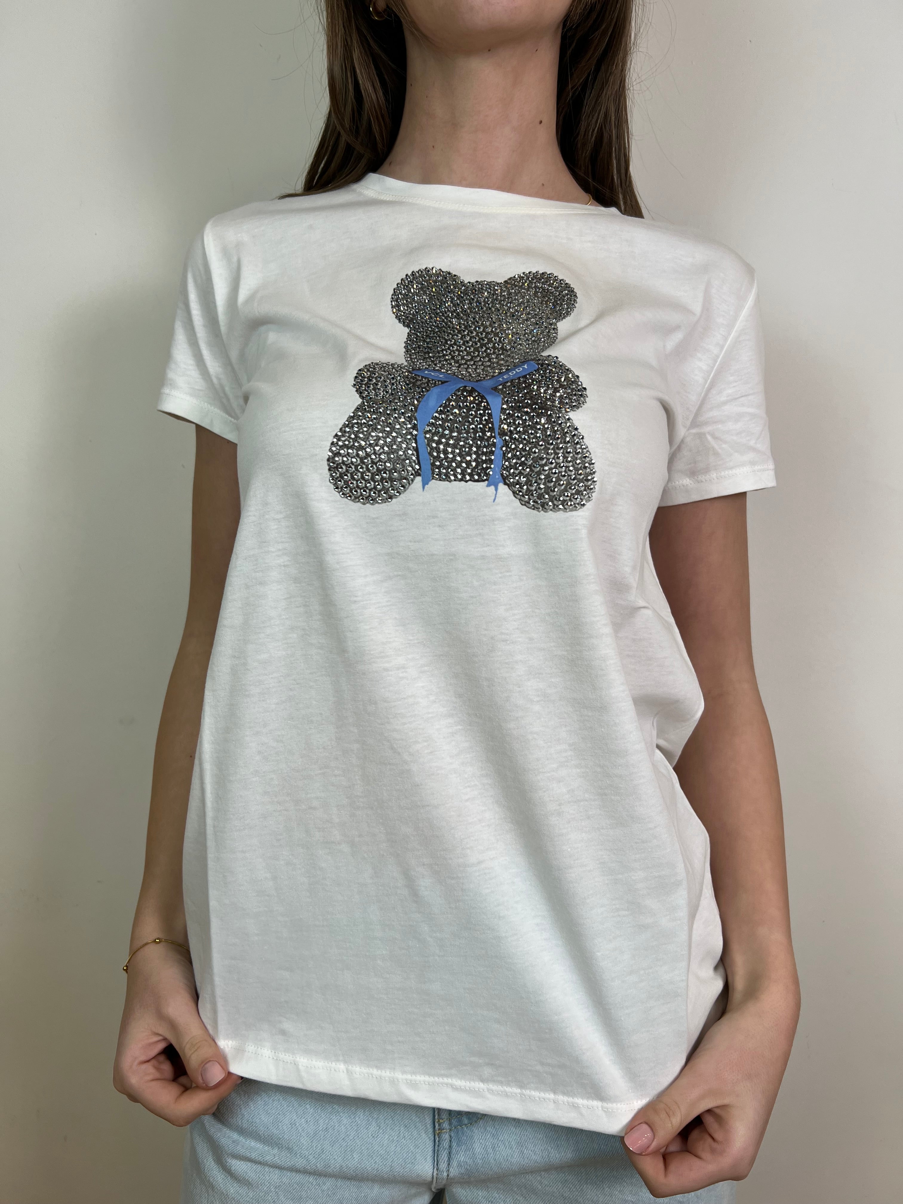 T-shirt orsetto strass e fiocco - Vicolo