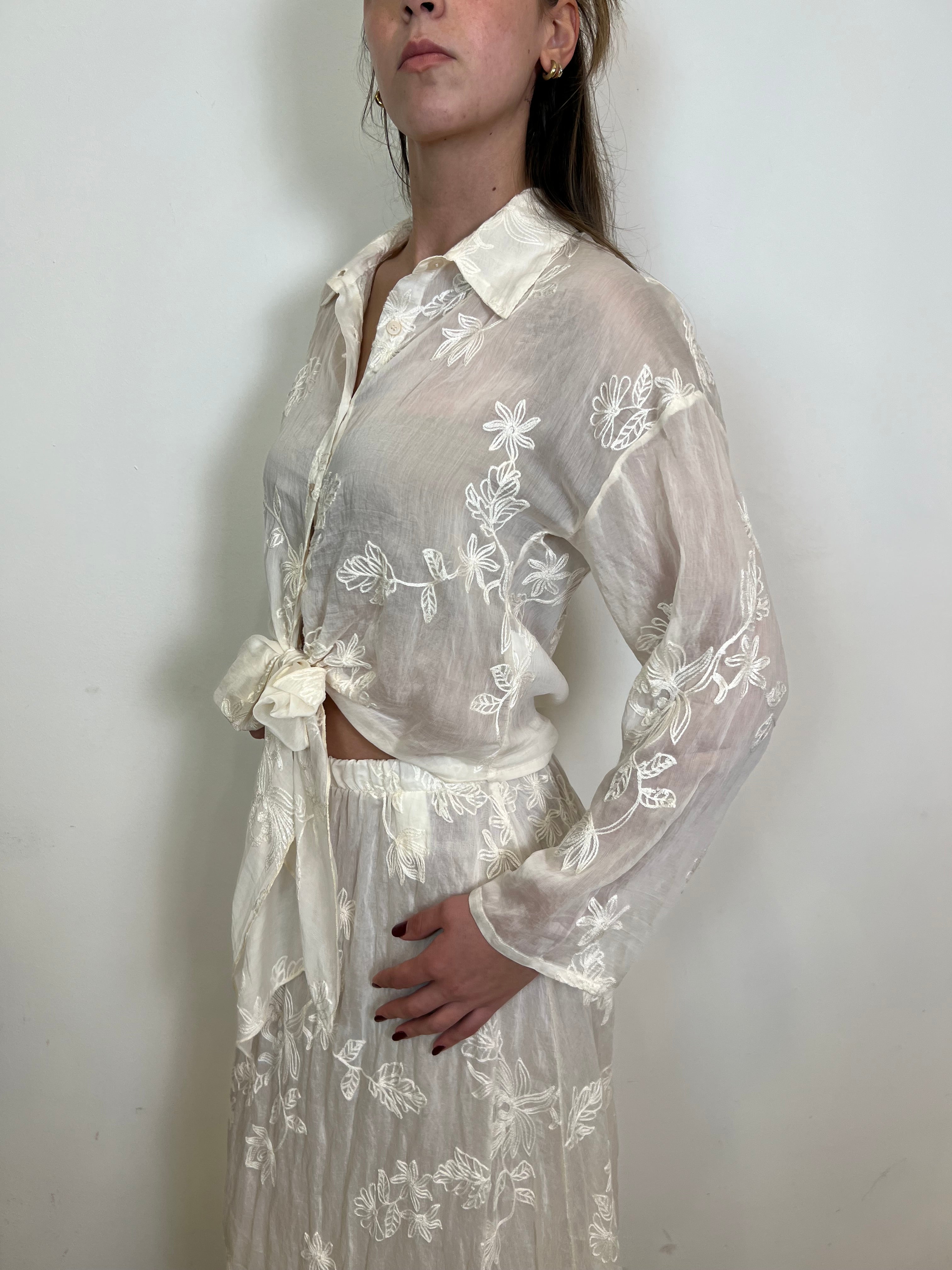 Camicia voile ricami - Haveone