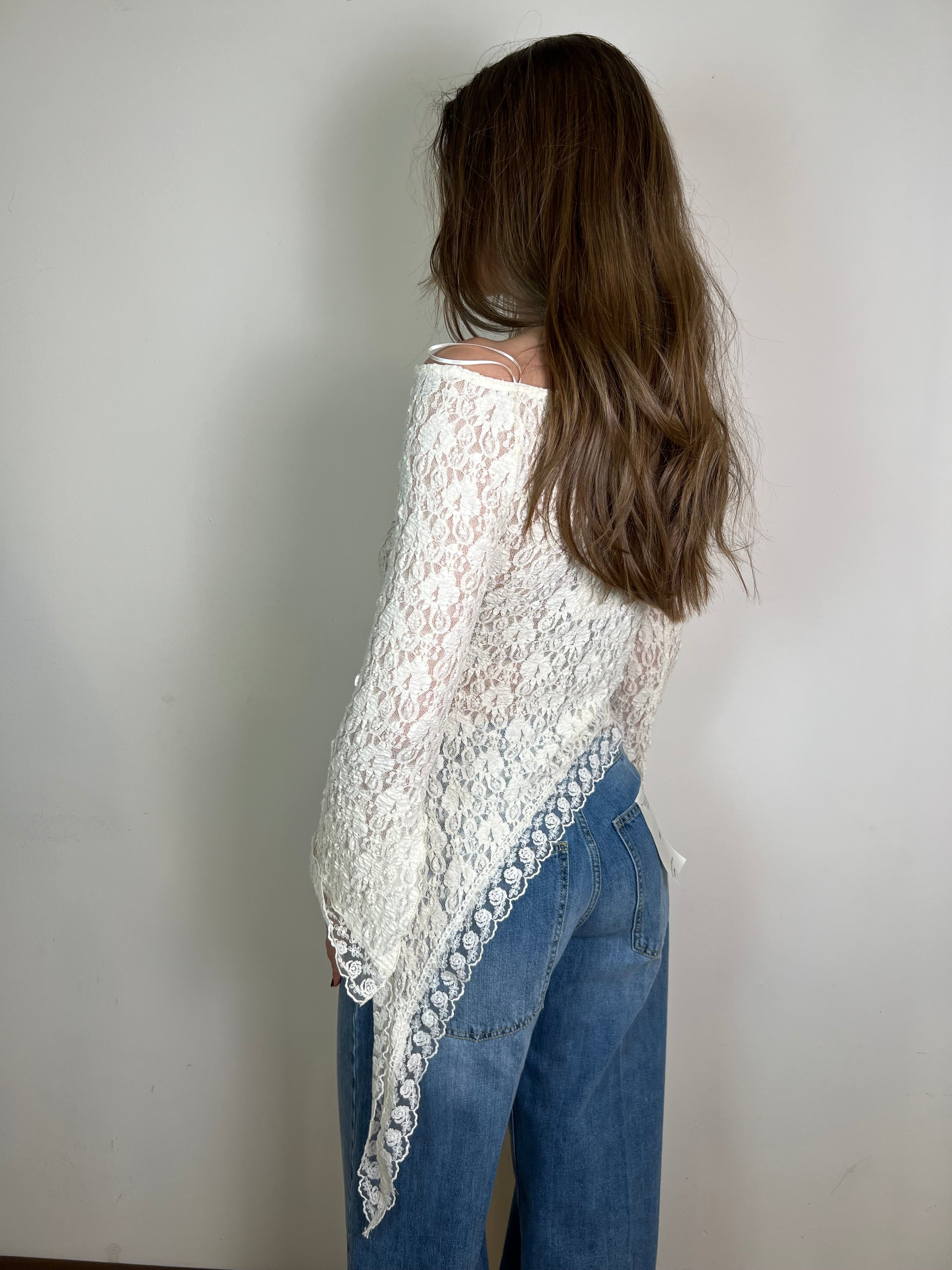 Blusa pizzo asimmetrica punte - Haveone