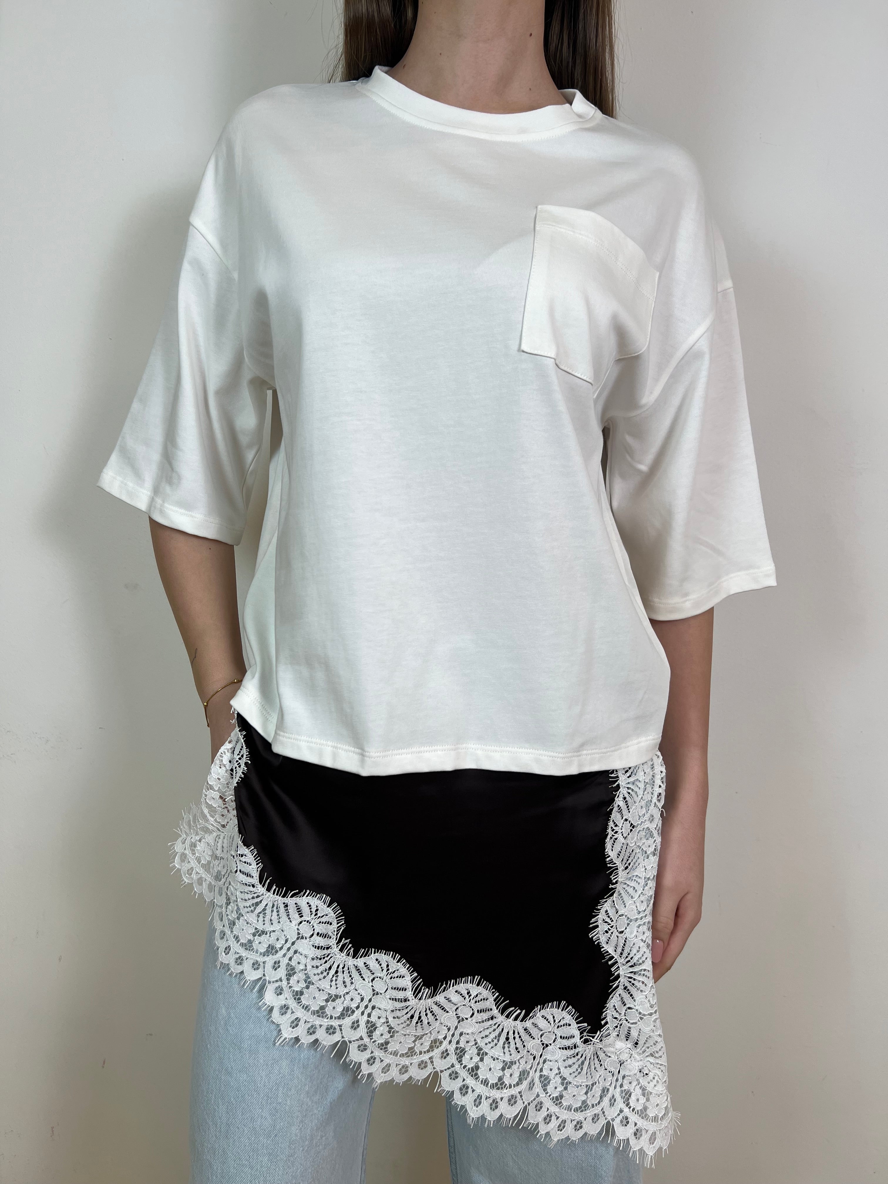 T-shirt fondo lingerie asimmetrico - Vicolo