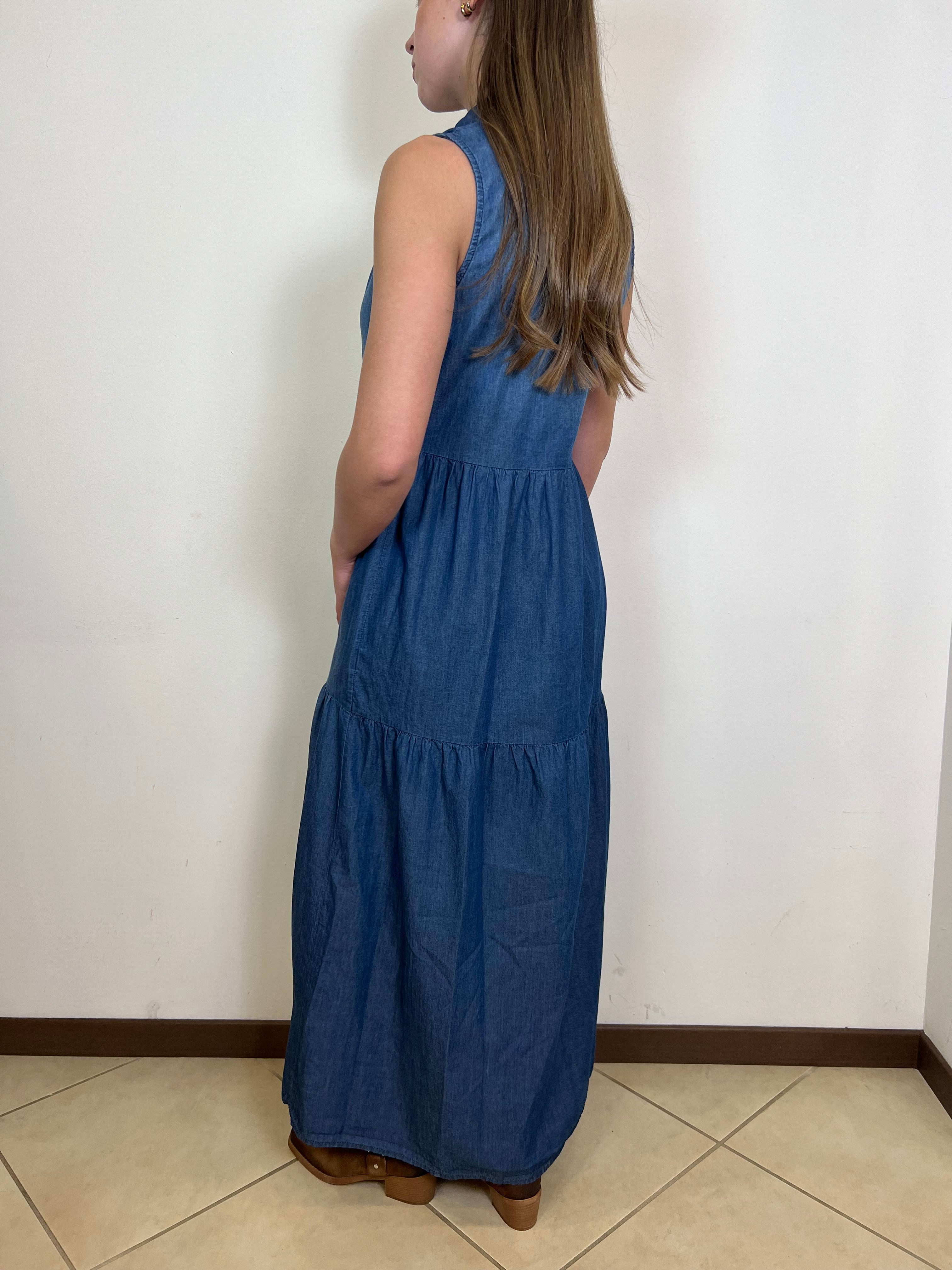 Chemisier lungo chambray smanicato - Haveone