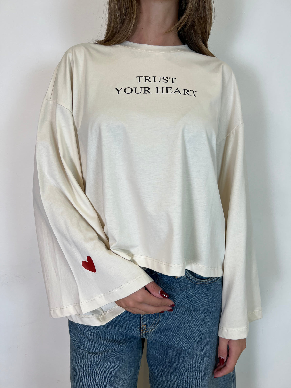 T-shirt manica ampia trust your heart tigri dietro - Vicolo