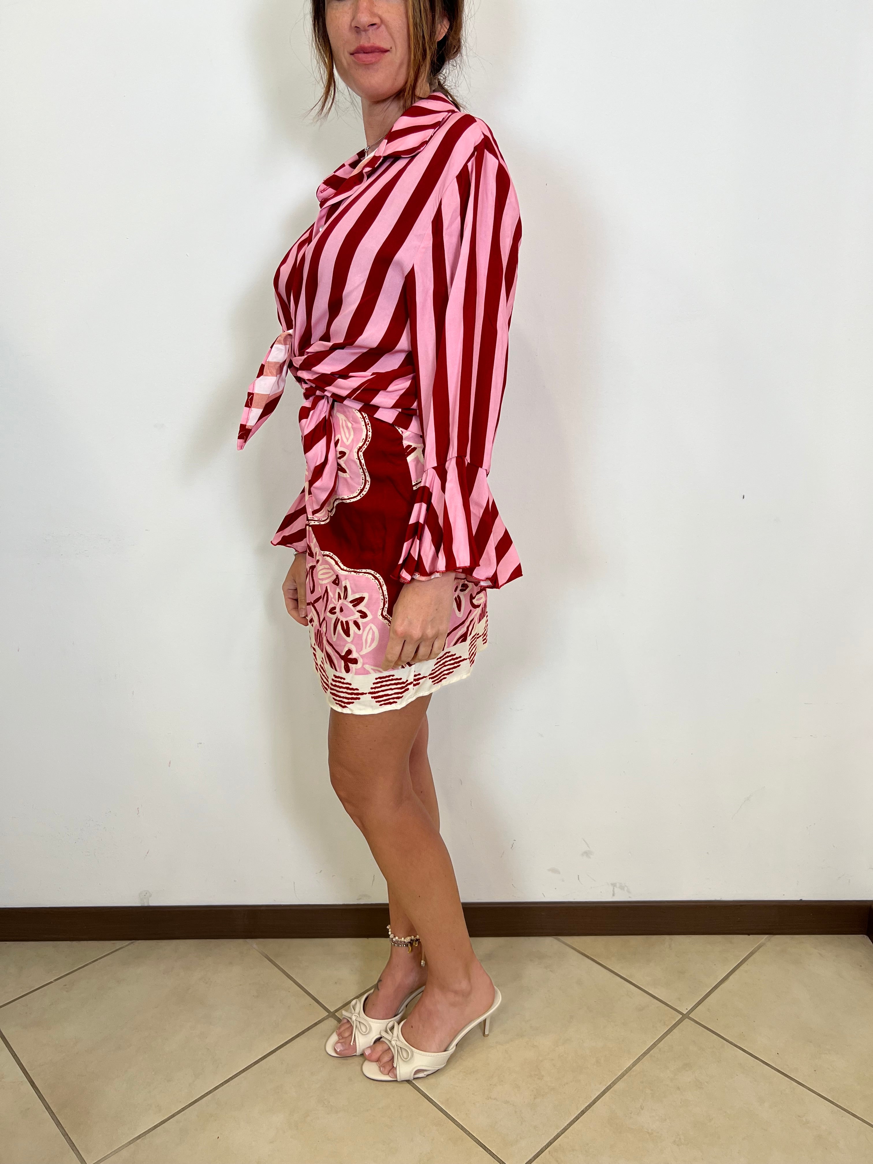 Coordinato camicia gonna pareo rosa - Vicolo