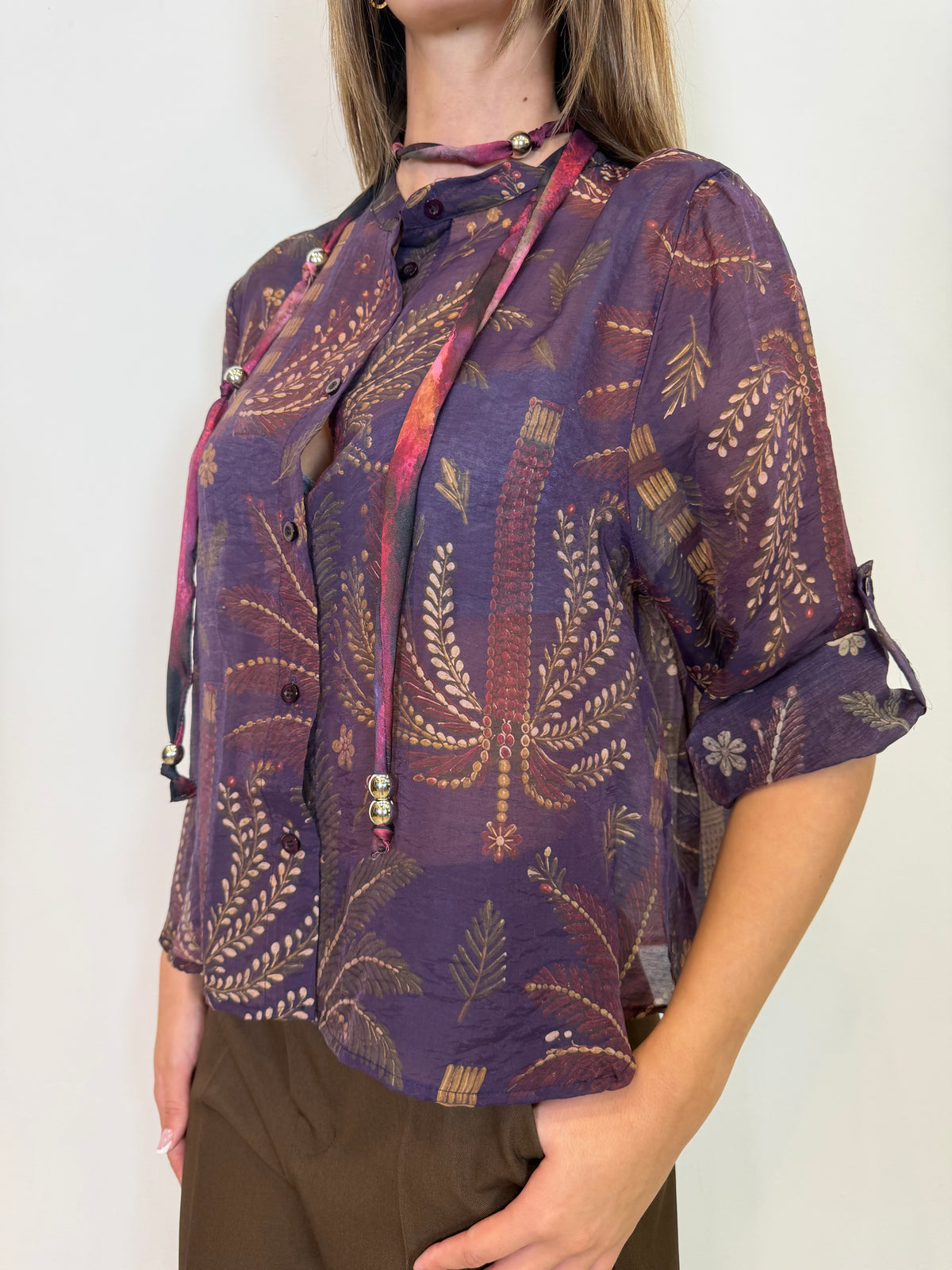Camicia coreana con collana “Nomad” viola - Haveone