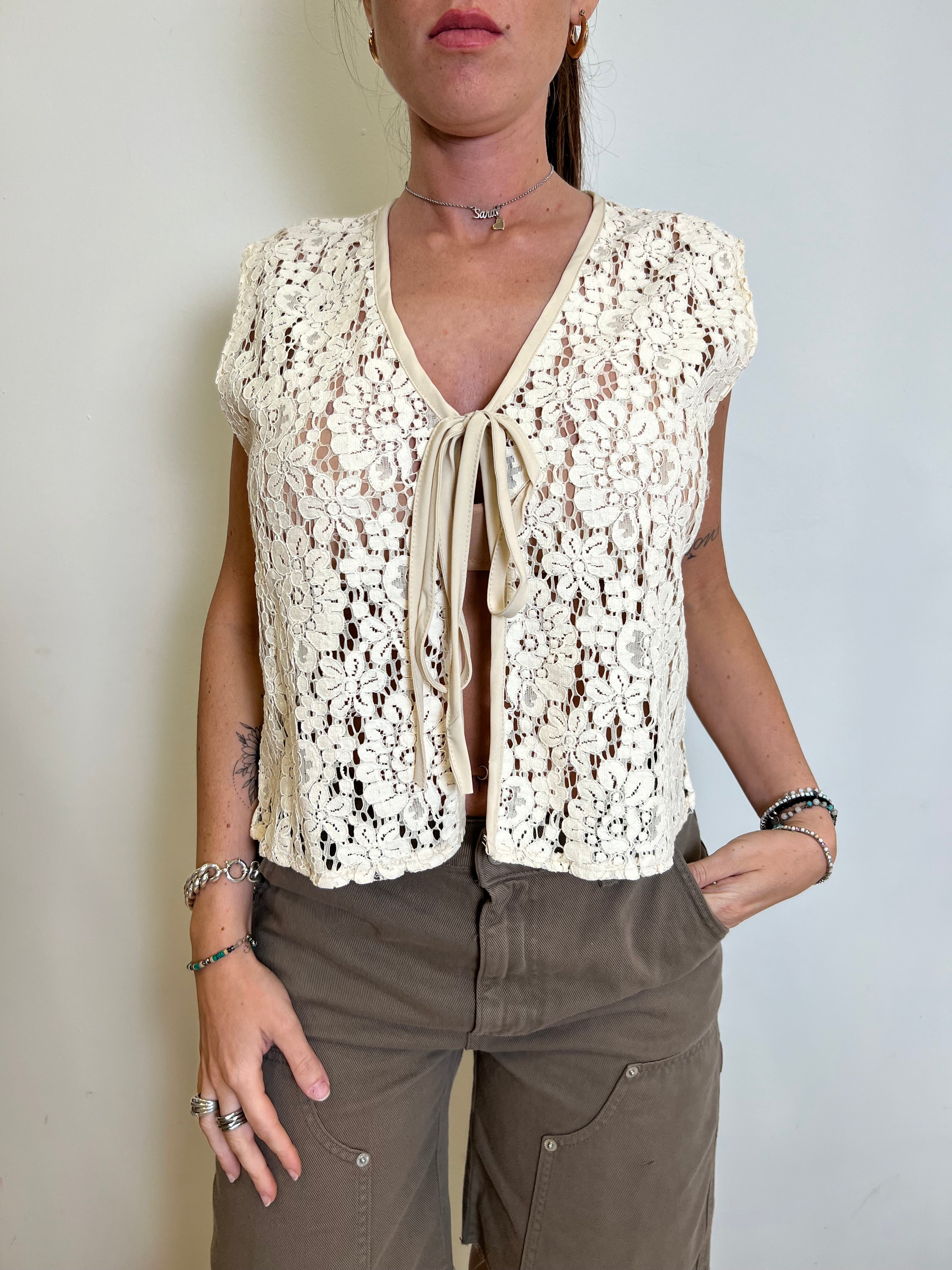 Gilet pizzo laccetti - Haveone