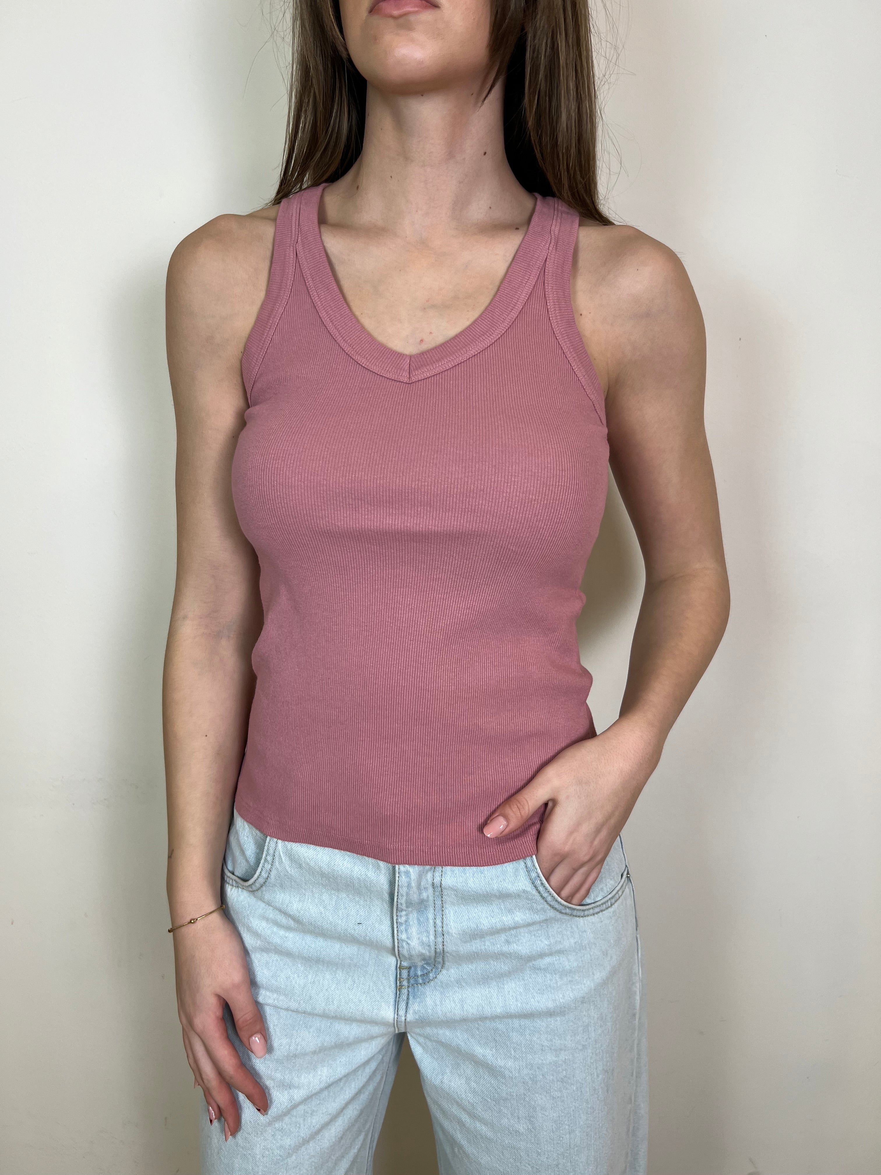 Canotta costina scollo V - Haveone