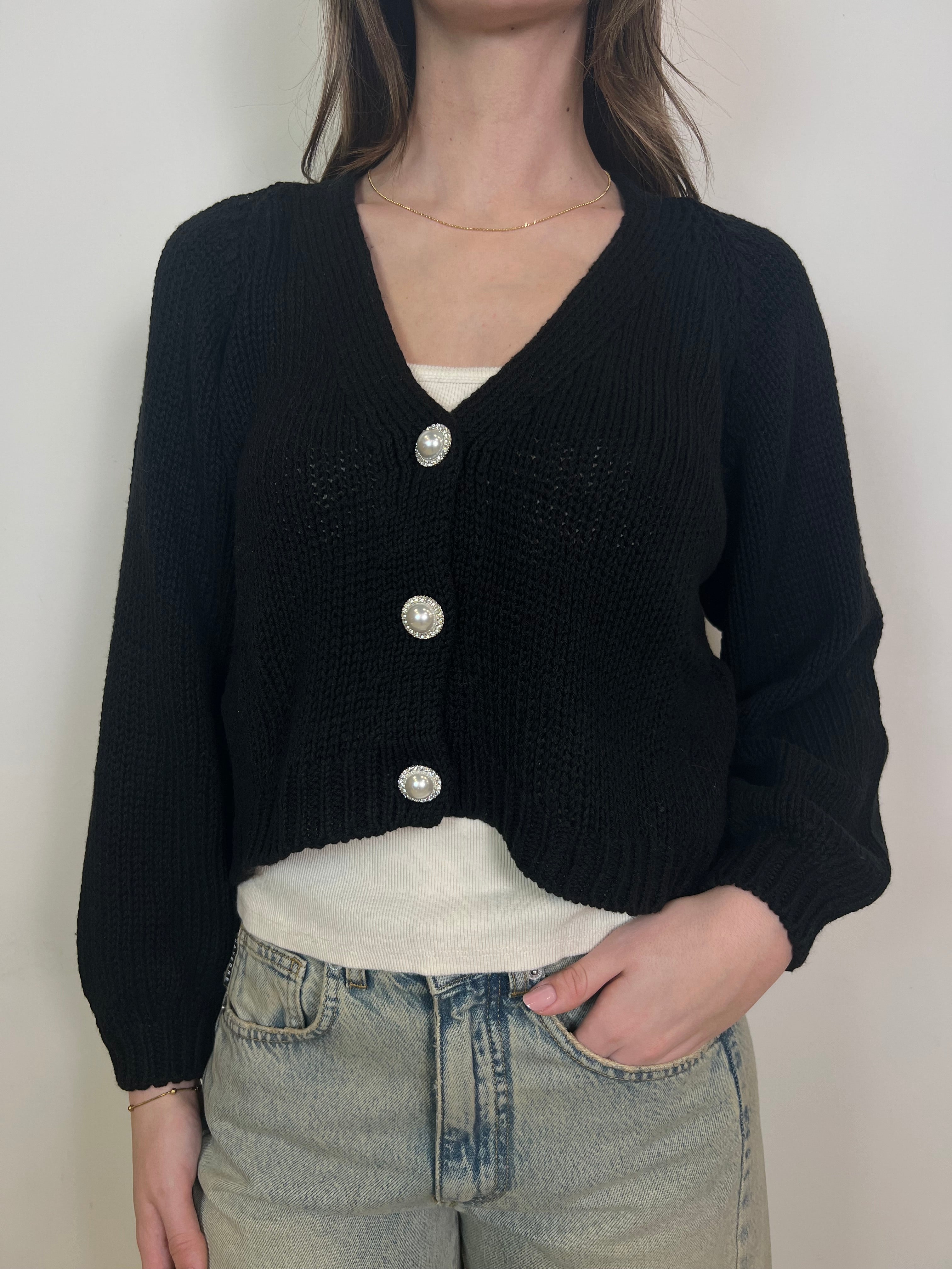 Cardigan bottone gioiello - Haveone