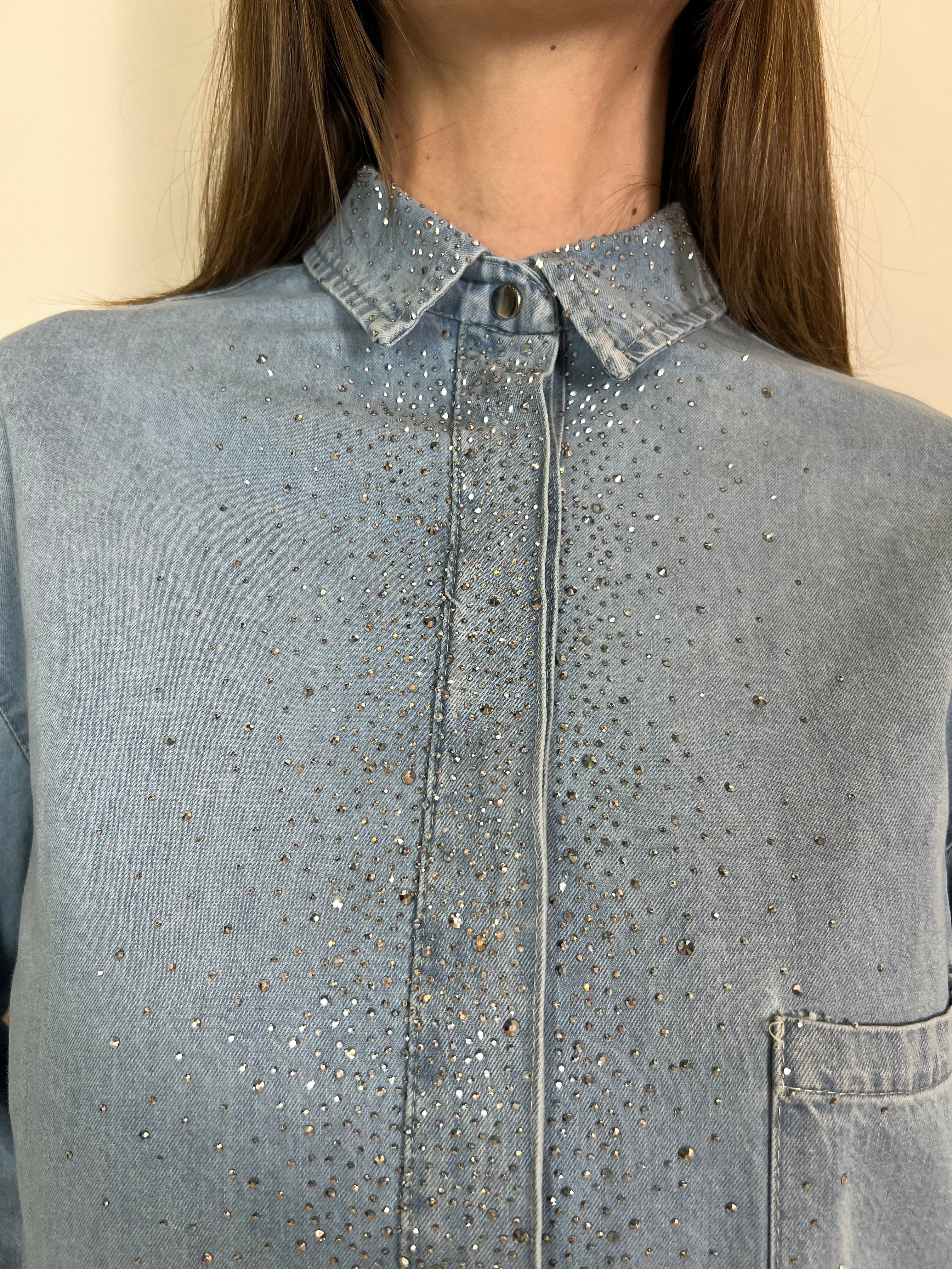 Camicia jeans strass - Haveone