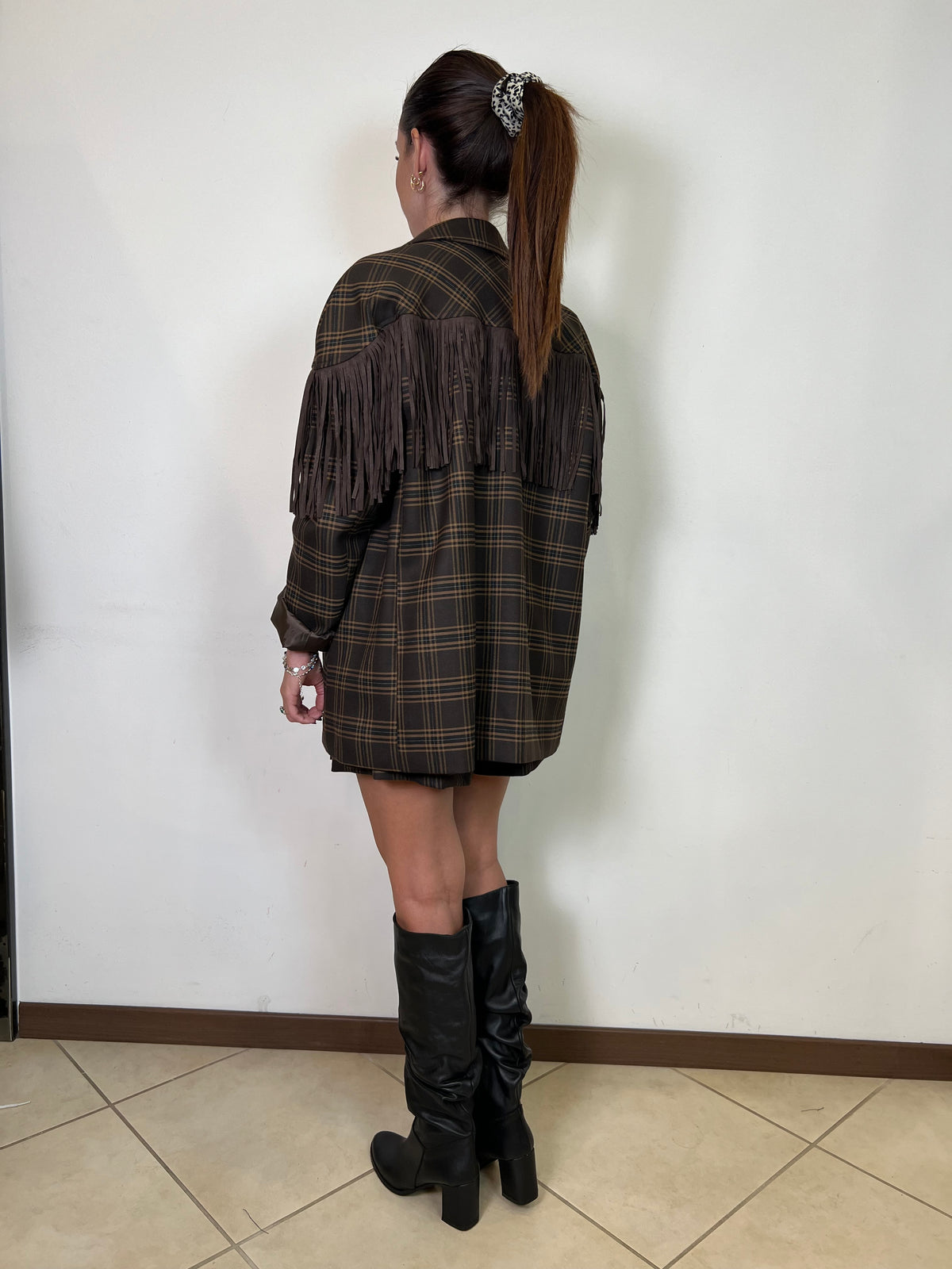 Giacca check e frange - Haveone