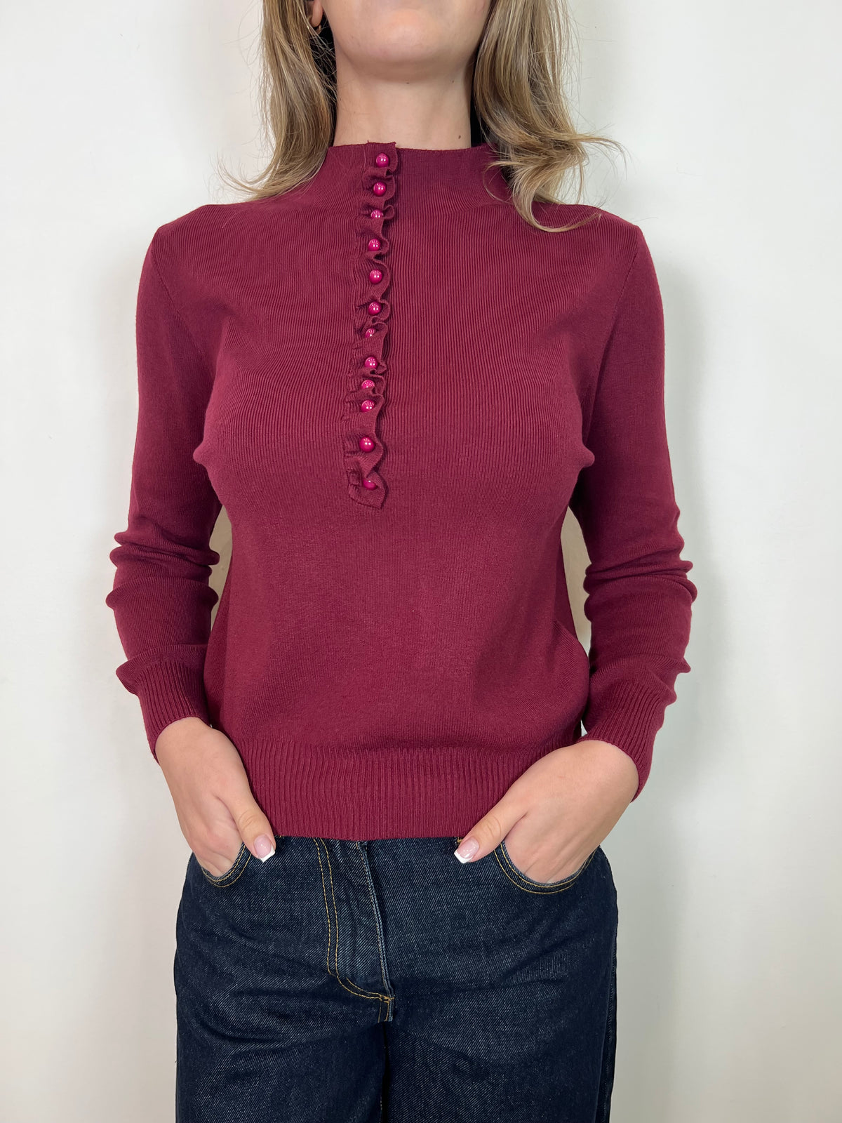 Maglia bottoncini rouches - Haveone