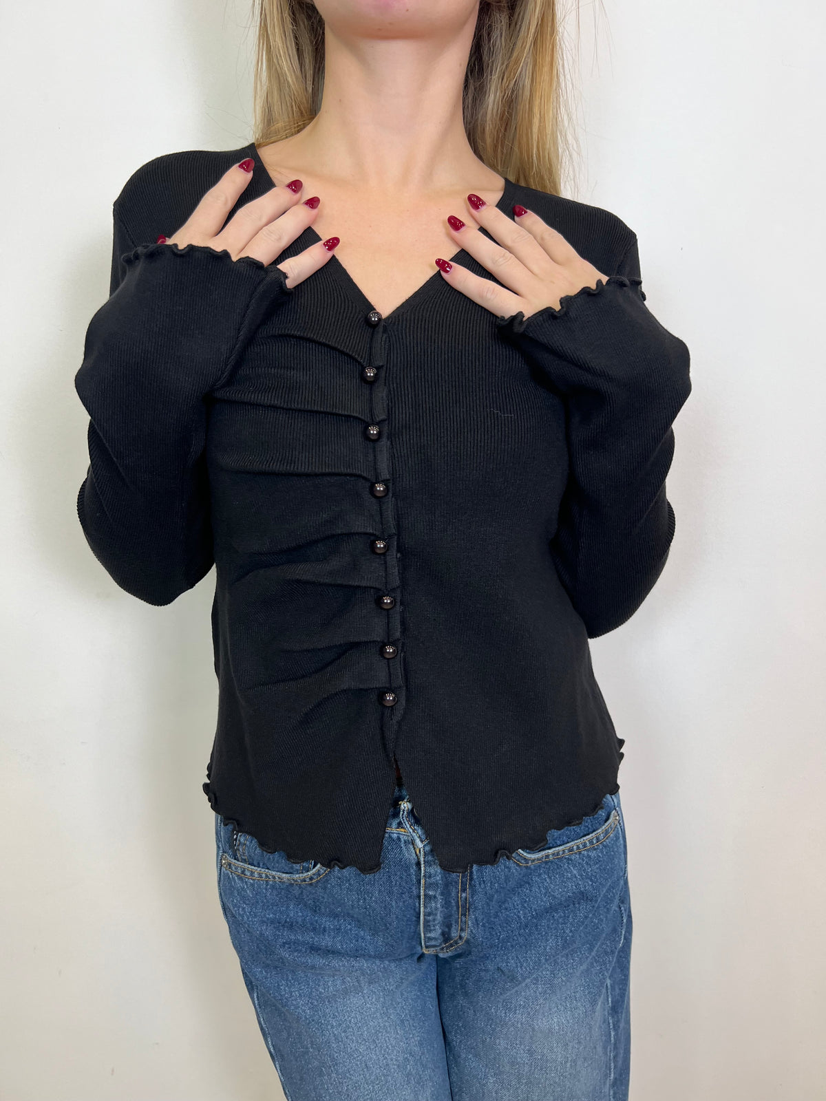 Maglia cardigan bottoncini scollo v - Haveone